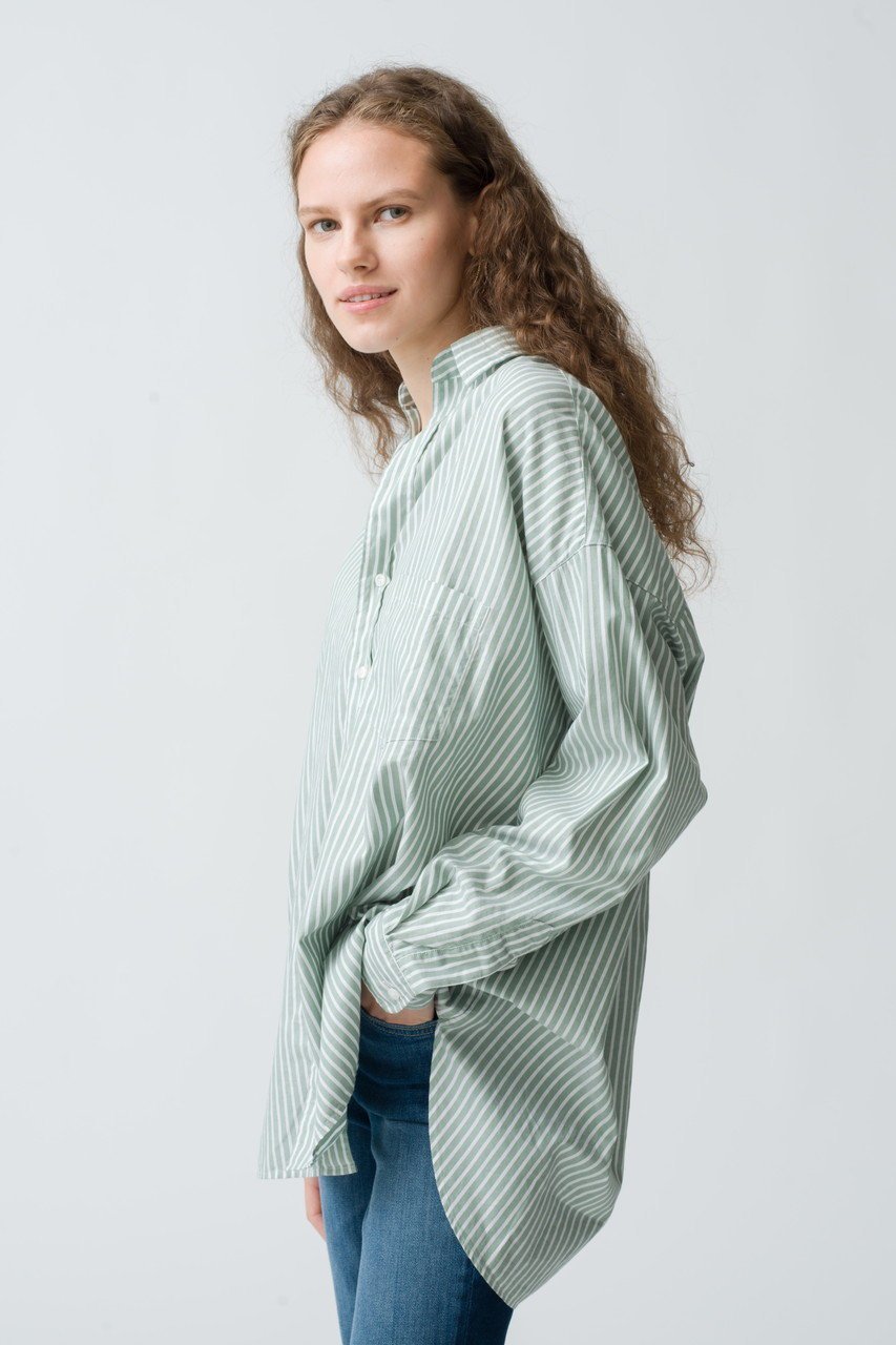 【フランク&アイリーン/Frank&Eileen】のSHIRLEY イタリアンコットン ストライプボタンアップシャツ 人気、トレンドファッション・服の通販 founy(ファニー) 　ファッション　Fashion　レディースファッション　WOMEN　トップス・カットソー　Tops/Tshirt　シャツ/ブラウス　Shirts/Blouses　スキニー　Skinny　スタイリッシュ　Stylish　ストライプ　Stripe　スリーブ　Sleeve　ボトム　Bottom　ロング　Long　エレガント 上品　Elegant　other-7|ID: prp329100003921294 ipo3291000000031408640