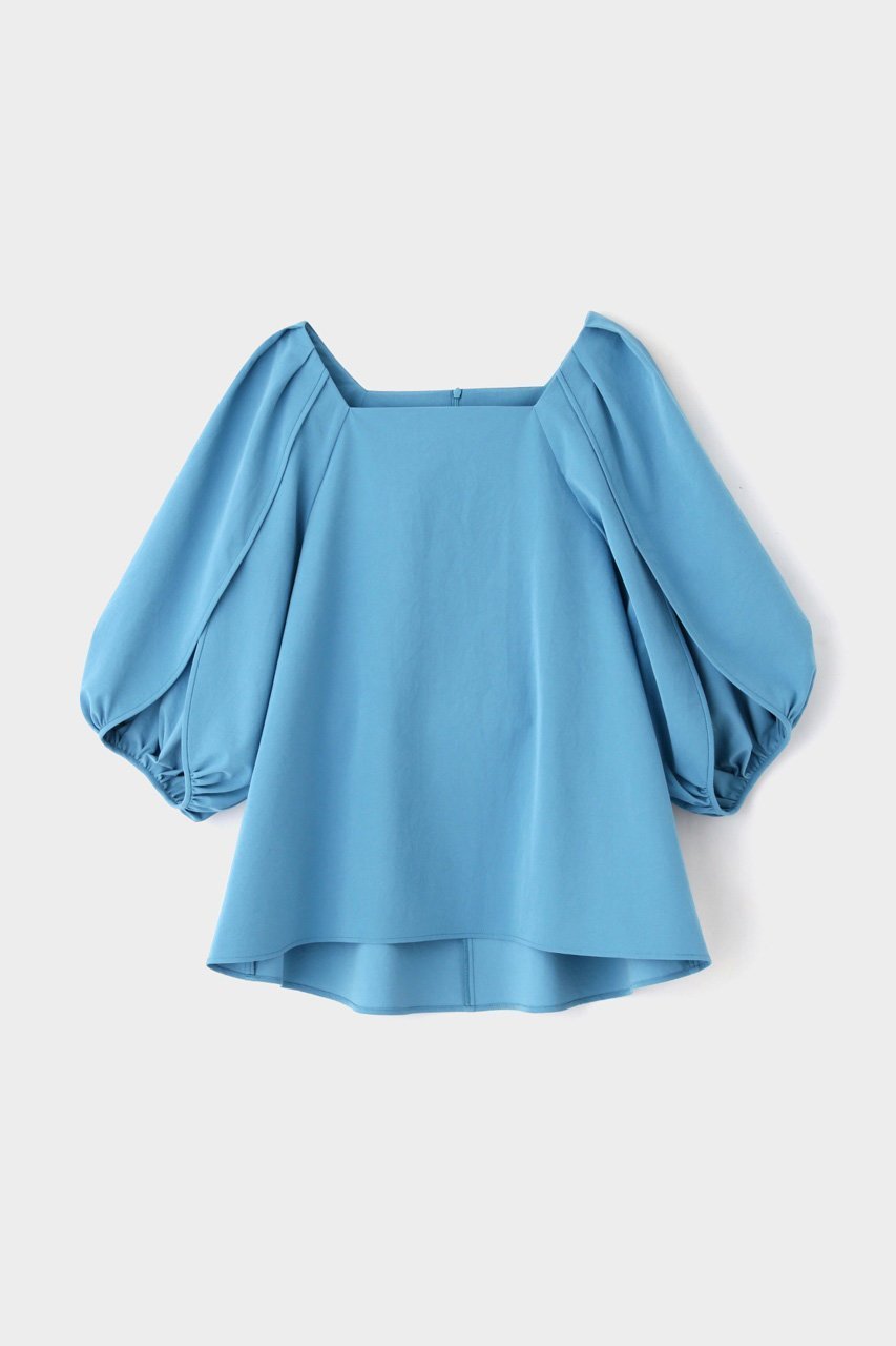 【ル フィル/LE PHIL】のドライストレッチペタルスリーブブラウス インテリア・キッズ・メンズ・レディースファッション・服の通販 founy(ファニー) 　ファッション　Fashion　レディースファッション　Fashion for Women　トップス・カットソー　Cut & Sew Tops　シャツ・ブラウス・オフィスカジュアル　Elegant Blouses & Button-Ups　ショート　Short, Short Length　シンプル　Simple, Minimal　スクエア　Square, Square Shape　ストレッチ　Stretch, Stretchy Fabric　スリット　Slit, Slit Detail　スリーブ　Sleeve, Long Sleeve / Short Sleeve　ツイル　Twist, Twisted Detail　デコルテ　Décolleté, Neckline　フェミニン　Feminine, Girly　吸水　Absorbent, Quick-Dry　夏　Summer　ブルー|ID: prp329100003921340 ipo3291000000035476665