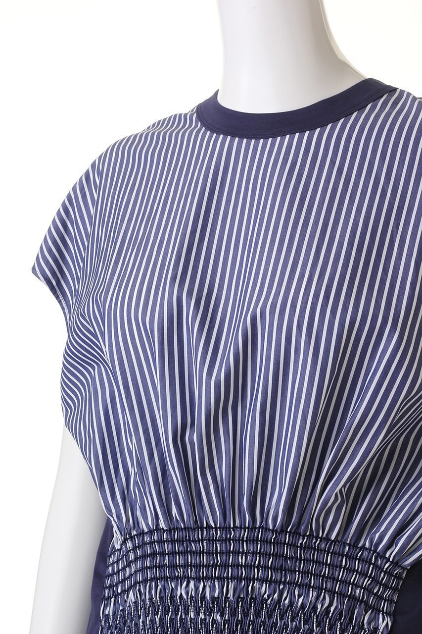 【プレインピープル/PLAIN PEOPLE】のスモッキング刺繍半袖プルオーバー 人気、トレンドファッション・服の通販 founy(ファニー) 　ファッション　Fashion　レディースファッション　WOMEN　トップス・カットソー　Tops/Tshirt　シャツ/ブラウス　Shirts/Blouses　ロング / Tシャツ　T-Shirts　プルオーバー　Pullover　カットソー　Cut and Sewn　カットソー　Cut And Sew　ギャザー　Gather　シェイプ　Shape　シャーリング　Shirring　ショート　Short　ジャージ　Jersey　ストライプ　Stripe　スモッキング　Smocking　スリーブ　Sleeve　フォルム　Form　フロント　Front　半袖　Short Sleeve　夏　Summer　other-5|ID: prp329100003922373 ipo3291000000031462501