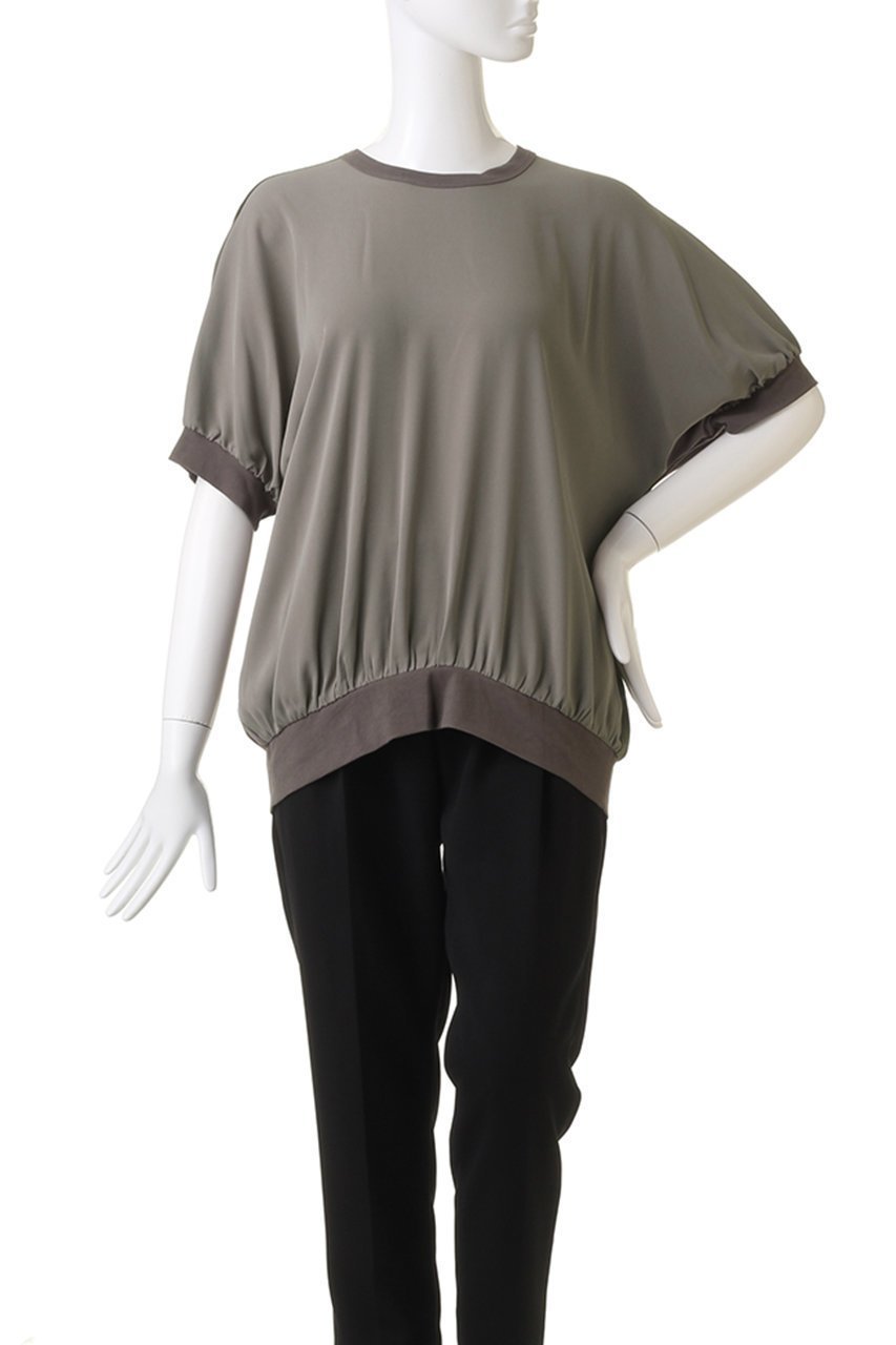 【プレインピープル/PLAIN PEOPLE】のヴィンテージレアルツイスト×サテン半袖ギャザープルオーバー 人気、トレンドファッション・服の通販 founy(ファニー) 　ファッション　Fashion　レディースファッション　Fashion for Women　トップス・カットソー　Cut & Sew Tops　シャツ・ブラウス・オフィスカジュアル　Elegant Blouses & Button-Ups　ロングTシャツ・Tシャツ　Longline T-Shirts & Tees　ベスト&ジレ / 重ね着スタイル　Vests & Gilets　カジュアルプルオーバー・ニットトップス　Pullovers & Knit Tops / Casual Pullovers　カットソー・ベーシックTシャツ　Cut-and-Sewn Tops / Stretch Tees & Basics　ギャザー　Gathered, Ruffled　サテン　Satin, Glossy Fabric　ショート　Short, Short Length　スリーブ　Sleeve, Long Sleeve / Short Sleeve　ツイル　Twist, Twisted Detail　フロント　Front, Front Design　ブラウジング　Blouson Silhouette, Cinched Waist　半袖　Short Sleeve, Half Sleeve　other-2|ID: prp329100003922377 ipo3291000000035041464