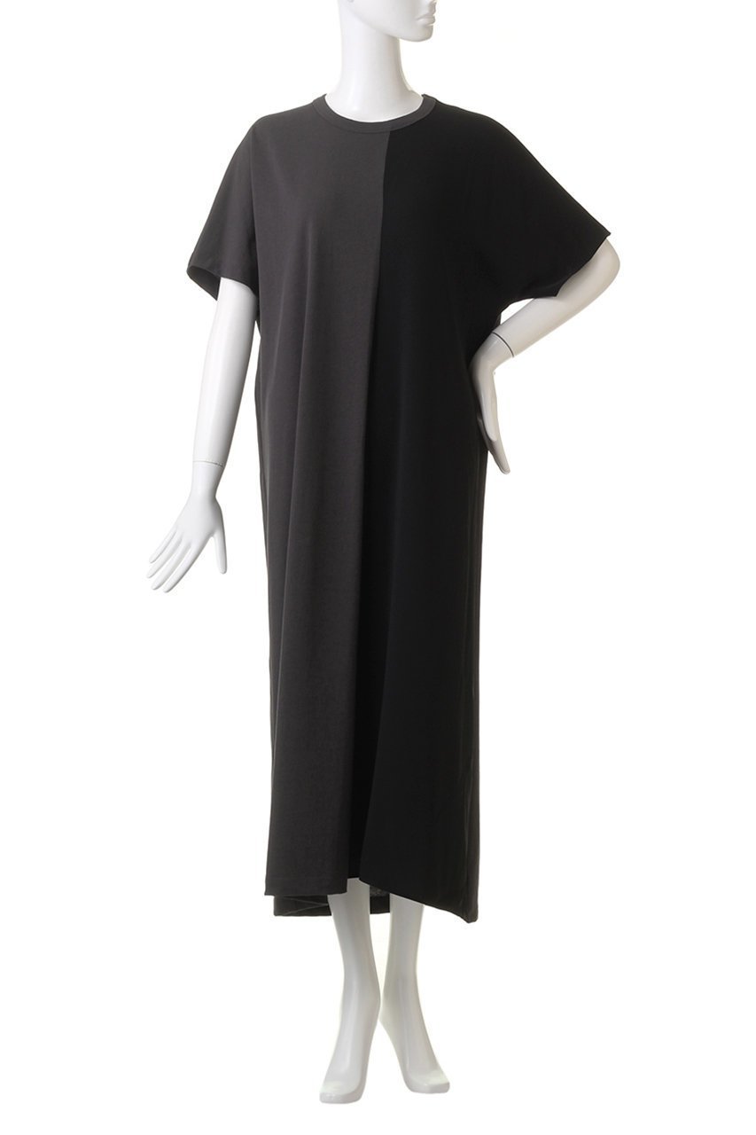 【プレインピープル/PLAIN PEOPLE】のヴィンテージレアルツイスト×サテン半袖ロングワンピース 人気、トレンドファッション・服の通販 founy(ファニー) 　ファッション　Fashion　レディースファッション　Fashion for Women　アウター　Coat / Outerwear Collection　ワンピース　Dresses　チュニック　Tunic Tops & Dresses　サテン　Satin, Glossy Fabric　シンプル　Simple, Minimal　チュニック　Tunic, Long Top　ツイル　Twist, Twisted Detail　ドッキング　Docking, Mixed Material　ドレープ　Drape, Draping Fabric　ロング　Long, Long-Length　半袖　Short Sleeve, Half Sleeve　other-2|ID: prp329100003922378 ipo3291000000032898496