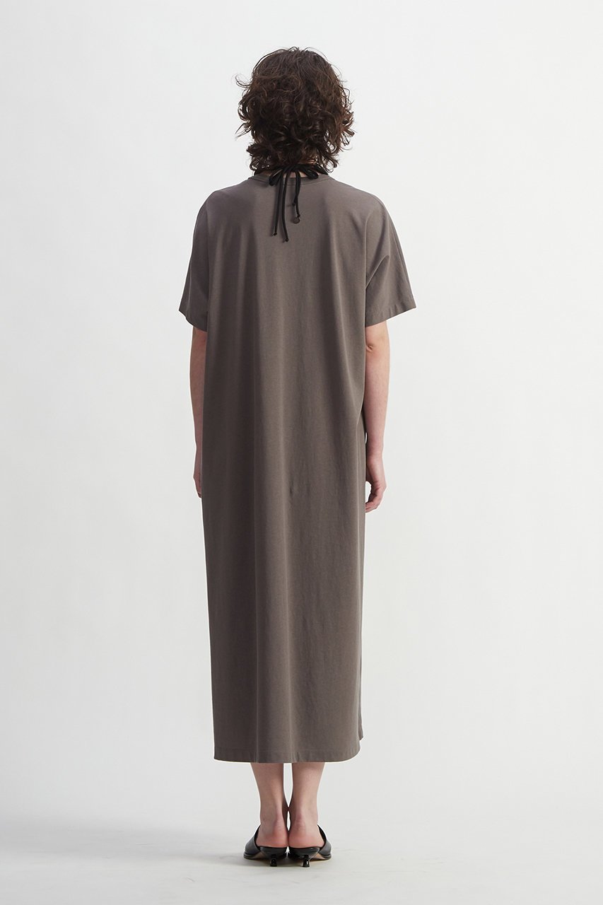 【プレインピープル/PLAIN PEOPLE】のヴィンテージレアルツイスト×サテン半袖ロングワンピース 人気、トレンドファッション・服の通販 founy(ファニー) 　ファッション　Fashion　レディースファッション　Fashion for Women　アウター　Coat / Outerwear Collection　ワンピース　Dresses　チュニック　Tunic Tops & Dresses　サテン　Satin, Glossy Fabric　シンプル　Simple, Minimal　チュニック　Tunic, Long Top　ツイル　Twist, Twisted Detail　ドッキング　Docking, Mixed Material　ドレープ　Drape, Draping Fabric　ロング　Long, Long-Length　半袖　Short Sleeve, Half Sleeve　other-4|ID: prp329100003922378 ipo3291000000033973663