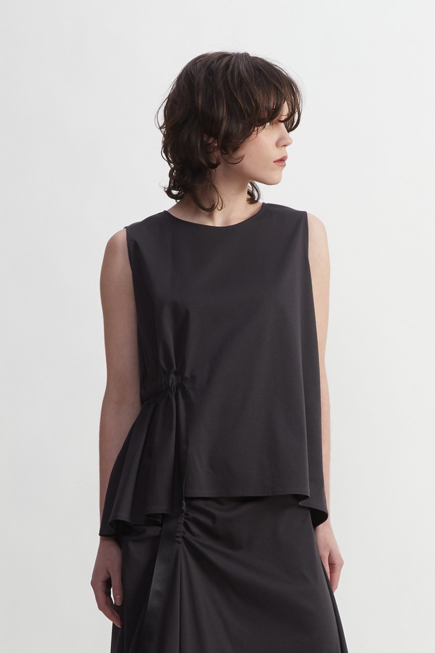 【プレインピープル/PLAIN PEOPLE】のsophiaサイドギャザーアシンメトリーカットソー 人気、トレンドファッション・服の通販 founy(ファニー) 　ファッション　Fashion　レディースファッション　Fashion for Women　トップス・カットソー　Cut & Sew Tops　キャミソール&ノースリーブ　Camisoles & Sleeveless Tops　シャツ・ブラウス・オフィスカジュアル　Elegant Blouses & Button-Ups　ロングTシャツ・Tシャツ　Longline T-Shirts & Tees　カットソー・ベーシックTシャツ　Cut-and-Sewn Tops / Stretch Tees & Basics　カットソー　Cut and Sewn Top　キャミソール　Camisole, Spaghetti Strap Top　ギャザー　Gathered, Ruffled　ショルダー　Shoulder, Shoulder Strap　シルケット　Silket, Silky Cotton　シンプル　Simple, Minimal　セットアップ　Set-Up, Coordinated Outfit　タンク　Tank Top, Sleeveless Top　ドレス　Dress, One-Piece　ペプラム　Peplum, Flared Hem　ランダム　Random, Irregular　リラックス　Relax, Relaxed Fit　 other-1|ID: prp329100003923353 ipo3291000000032934324