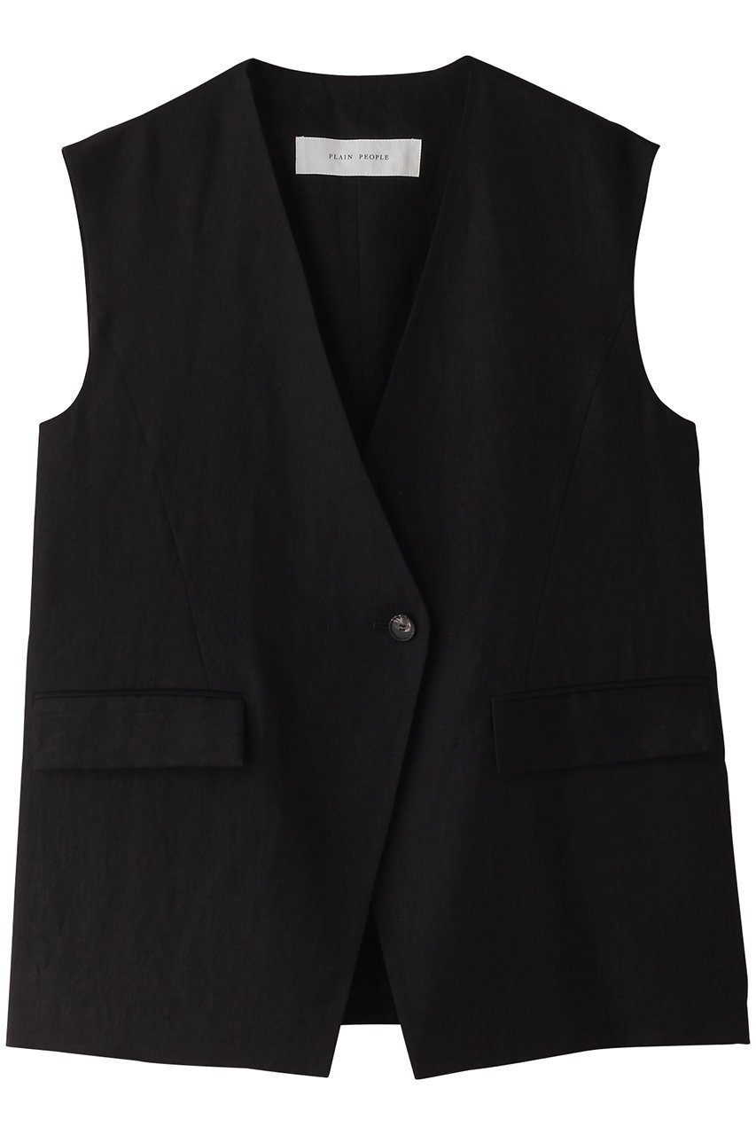 【プレインピープル/PLAIN PEOPLE】のフレンチリネンジレ インテリア・キッズ・メンズ・レディースファッション・服の通販 founy(ファニー) 　ファッション　Fashion　レディースファッション　Fashion for Women　アウター　Coat / Outerwear Collection　レディースジャケット・軽アウター　Jackets　なめらか　Smooth, Silky Texture　カーゴパンツ　Cargo Pants, Utility Pants　コンビネゾン　Jumpsuit, All-in-One　ジャケット　Jacket, Outerwear　バランス　Balance, Style Balance　フレンチ　French, French Style　ベスト　Vest, Waistcoat　ボトム　Bottoms, Lower Wear　リネン　Linen, Linen Fabric　ブラック|ID: prp329100003923354 ipo3291000000032956993