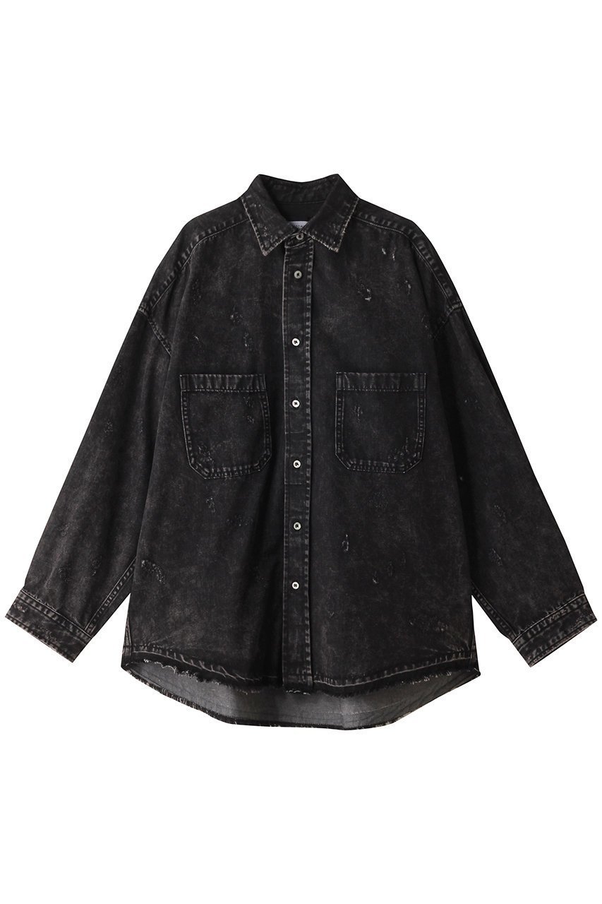 【メゾンスペシャル/MAISON SPECIAL】の【UNISEX】ケミカルデニムシャツ インテリア・キッズ・メンズ・レディースファッション・服の通販 founy(ファニー) 　ファッション　Fashion　レディースファッション　Fashion for Women　トップス・カットソー　Cut & Sew Tops　シャツ・ブラウス・オフィスカジュアル　Elegant Blouses & Button-Ups　ユニセックス　Unisex, Genderless　ケミカル　Chemical, Chemical Wash　スリーブ　Sleeve, Long Sleeve / Short Sleeve　デニム　Denim, Jeans Material　ランダム　Random, Irregular　ロング　Long, Long-Length　ヴィンテージ　Vintage Style　BLK(ブラック)|ID: prp329100003923376 ipo3291000000032912042