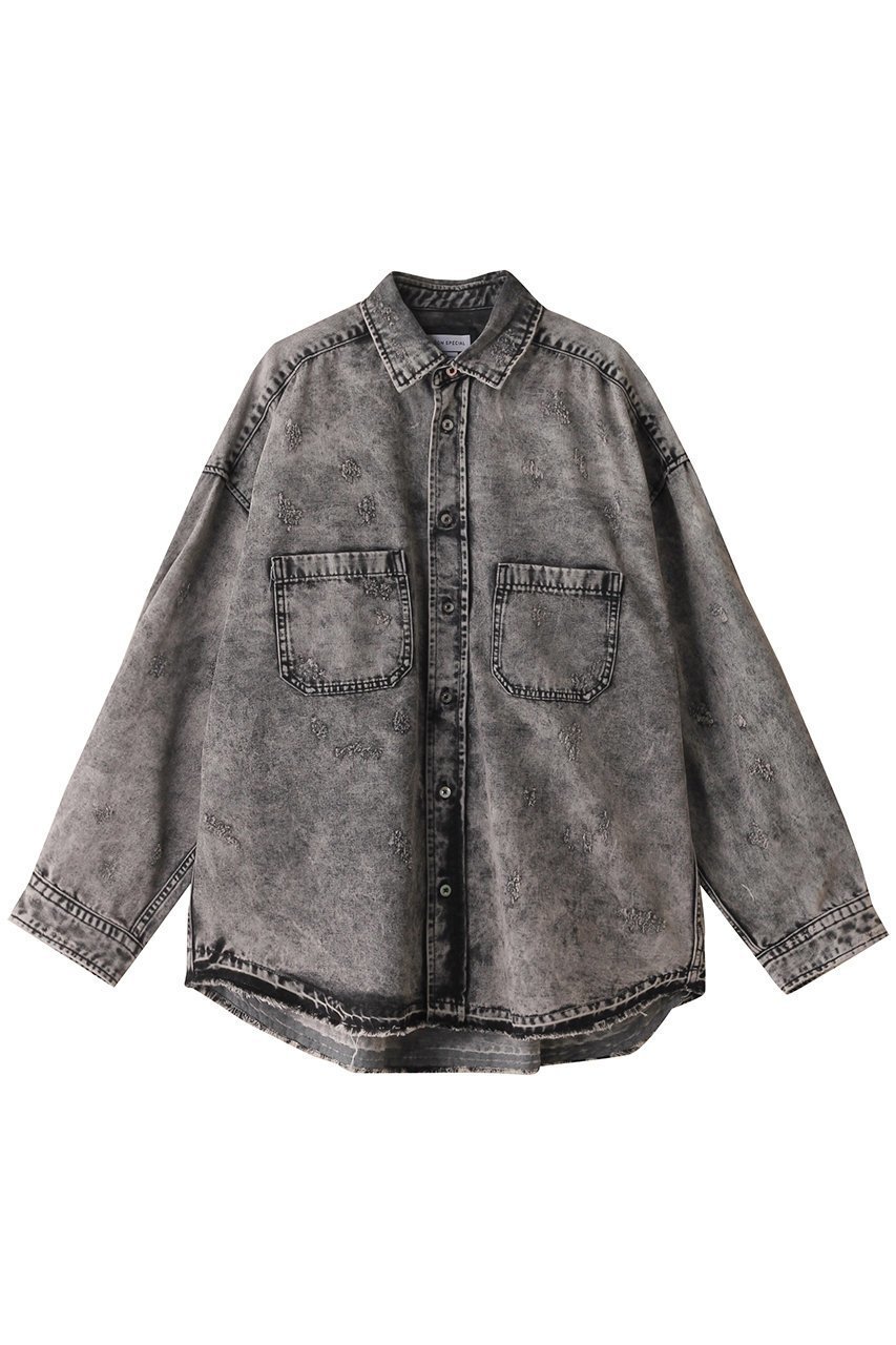 【メゾンスペシャル/MAISON SPECIAL】の【UNISEX】ケミカルデニムシャツ インテリア・キッズ・メンズ・レディースファッション・服の通販 founy(ファニー) 　ファッション　Fashion　レディースファッション　Fashion for Women　トップス・カットソー　Cut & Sew Tops　シャツ・ブラウス・オフィスカジュアル　Elegant Blouses & Button-Ups　ユニセックス　Unisex, Genderless　ケミカル　Chemical, Chemical Wash　スリーブ　Sleeve, Long Sleeve / Short Sleeve　デニム　Denim, Jeans Material　ランダム　Random, Irregular　ロング　Long, Long-Length　ヴィンテージ　Vintage Style　WHT(ホワイト)|ID: prp329100003923376 ipo3291000000032912047