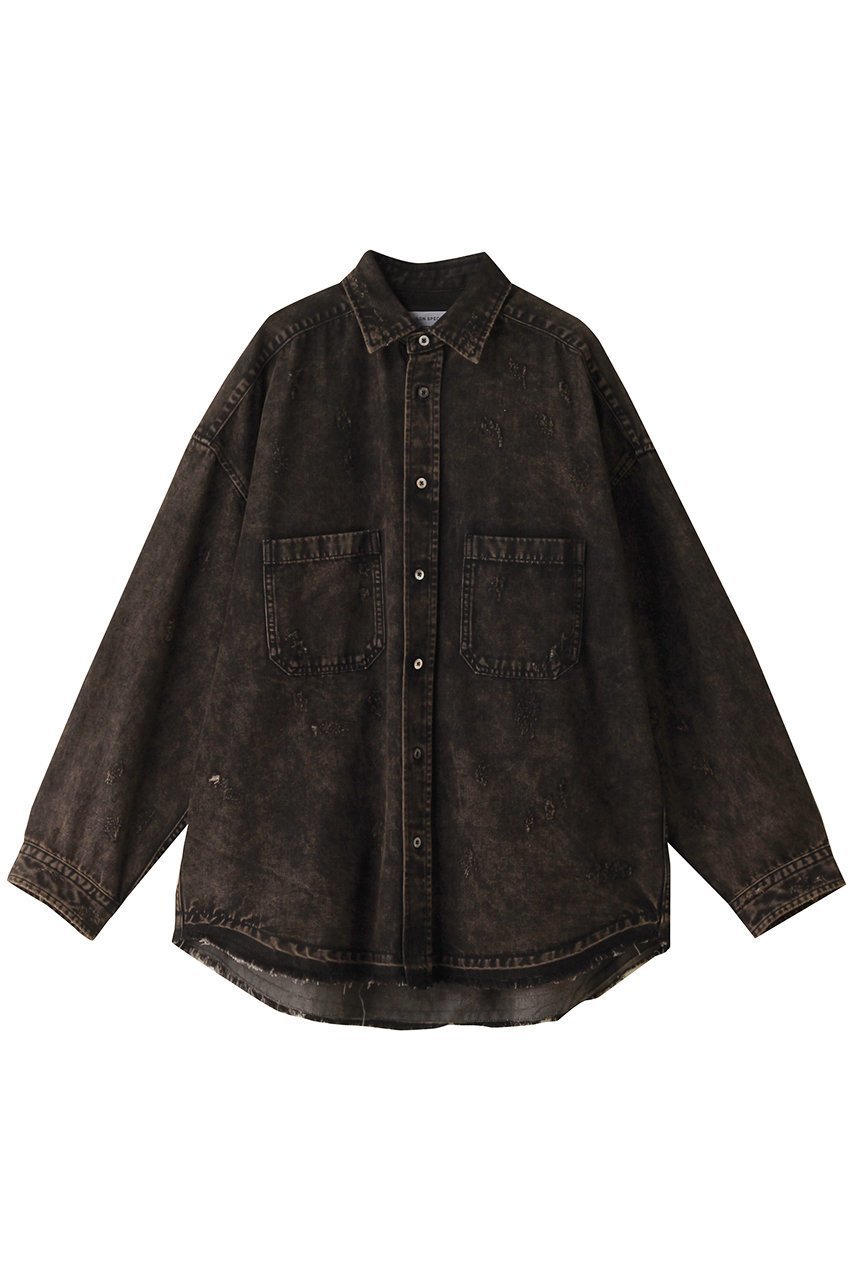 【メゾンスペシャル/MAISON SPECIAL】の【UNISEX】ケミカルデニムシャツ インテリア・キッズ・メンズ・レディースファッション・服の通販 founy(ファニー) 　ファッション　Fashion　レディースファッション　Fashion for Women　トップス・カットソー　Cut & Sew Tops　シャツ・ブラウス・オフィスカジュアル　Elegant Blouses & Button-Ups　ユニセックス　Unisex, Genderless　ケミカル　Chemical, Chemical Wash　スリーブ　Sleeve, Long Sleeve / Short Sleeve　デニム　Denim, Jeans Material　ランダム　Random, Irregular　ロング　Long, Long-Length　ヴィンテージ　Vintage Style　BRN(ブラウン)|ID: prp329100003923376 ipo3291000000032912053