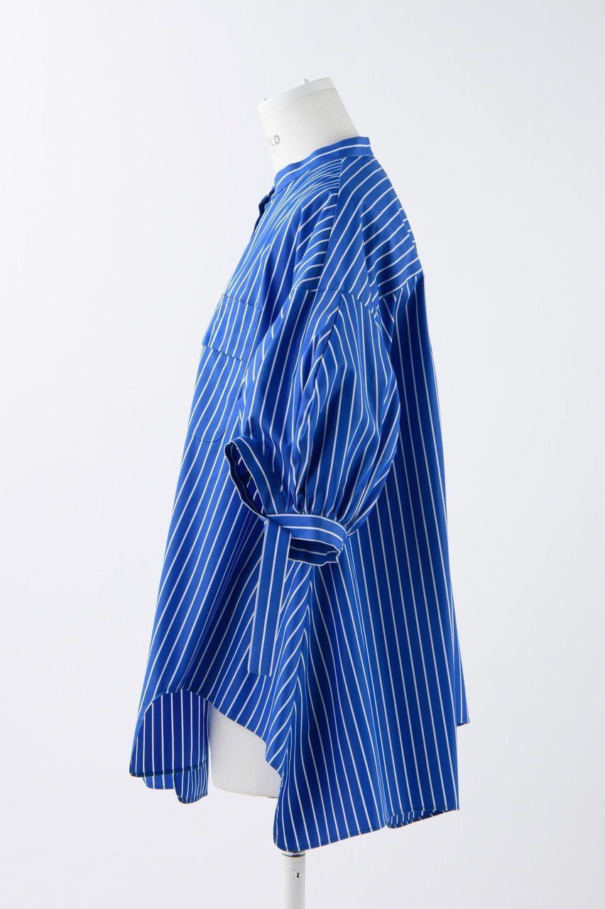 【エンフォルド/ENFOLD】のC/PEストライプ Wave hem SH/シャツ 人気、トレンドファッション・服の通販 founy(ファニー) 　ファッション　Fashion　レディースファッション　Ladies' Fashion Online　トップス・カットソー　Tops/Tshirt　シャツ/ブラウス　Shirts/Blouses　アシンメトリー　Asymmetry　カッティング　Cutting　ショート　Short　ストライプ　Stripe　スリーブ　Sleeve　ダブル　Double　ポケット　Pocket　other-2|ID: prp329100003925743 ipo3291000000031461329