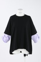 【エンフォルド/ENFOLD】のソフト天竺 シャツレイヤード T/SH Tシャツ 人気、トレンドファッション・服の通販 founy(ファニー) ファッション Fashion レディースファッション Fashion for Women トップス・カットソー Cut & Sew Tops シャツ・ブラウス・オフィスカジュアル Elegant Blouses & Button-Ups ロングTシャツ・Tシャツ Longline T-Shirts & Tees カットソー・ベーシックTシャツ Cut-and-Sewn Tops / Stretch Tees & Basics カットソー Cut and Sewn Top カフス Cuff Design ショート Short, Short Length スリーブ Sleeve, Long Sleeve / Short Sleeve マニッシュ Mannish, Boyish 夏 Summer thumbnail ブラック|ID: prp329100003925768 ipo3291000000032941711