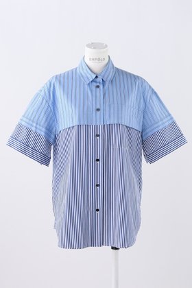 【エンフォルド/ENFOLD】のミックスストライプ レイヤードMEN Sライク SH/シャツ 人気、トレンドファッション・服の通販 founy(ファニー) ファッション Fashion レディースファッション Fashion for Women トップス・カットソー Cut & Sew Tops シャツ・ブラウス・オフィスカジュアル Elegant Blouses & Button-Ups ショート Short, Short Length ストライプ Stripe, Striped Pattern スリット Slit, Slit Detail スリーブ Sleeve, Long Sleeve / Short Sleeve マニッシュ Mannish, Boyish ミックス Mix, Mixed Style ロールアップ Roll-Up, Cuffed Hem 夏 Summer |ID:prp329100003925769