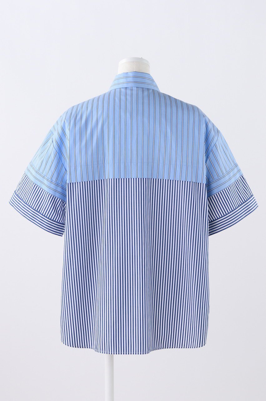 【エンフォルド/ENFOLD】のミックスストライプ レイヤードMEN Sライク SH/シャツ 人気、トレンドファッション・服の通販 founy(ファニー) 　ファッション　Fashion　レディースファッション　Fashion for Women　トップス・カットソー　Cut & Sew Tops　シャツ・ブラウス・オフィスカジュアル　Elegant Blouses & Button-Ups　ショート　Short, Short Length　ストライプ　Stripe, Striped Pattern　スリット　Slit, Slit Detail　スリーブ　Sleeve, Long Sleeve / Short Sleeve　マニッシュ　Mannish, Boyish　ミックス　Mix, Mixed Style　ロールアップ　Roll-Up, Cuffed Hem　夏　Summer　other-3|ID: prp329100003925769 ipo3291000000036877909