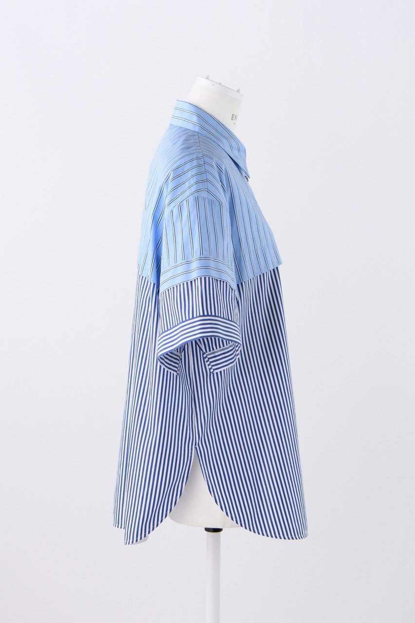 【エンフォルド/ENFOLD】のミックスストライプ レイヤードMEN Sライク SH/シャツ 人気、トレンドファッション・服の通販 founy(ファニー) 　ファッション　Fashion　レディースファッション　Fashion for Women　トップス・カットソー　Cut & Sew Tops　シャツ・ブラウス・オフィスカジュアル　Elegant Blouses & Button-Ups　ショート　Short, Short Length　ストライプ　Stripe, Striped Pattern　スリット　Slit, Slit Detail　スリーブ　Sleeve, Long Sleeve / Short Sleeve　マニッシュ　Mannish, Boyish　ミックス　Mix, Mixed Style　ロールアップ　Roll-Up, Cuffed Hem　夏　Summer　other-4|ID: prp329100003925769 ipo3291000000036877910