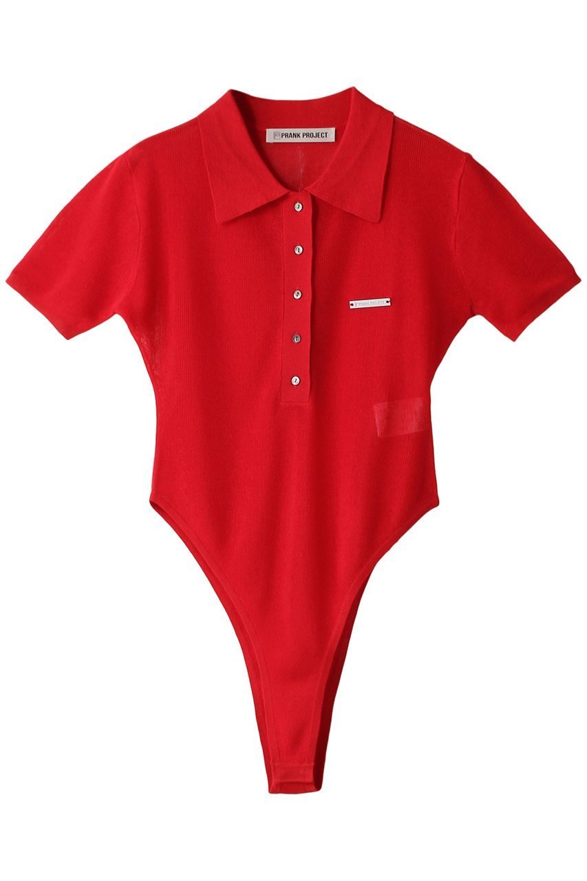 【プランク プロジェクト/PRANK PROJECT】のポロニットボディスーツ / Polo Knit Bodysuit インテリア・キッズ・メンズ・レディースファッション・服の通販 founy(ファニー) 　ファッション　Fashion　レディースファッション　Fashion for Women　トップス・カットソー　Cut & Sew Tops　ニット　Knit Tops & Sweaters　シャツ・ブラウス・オフィスカジュアル　Elegant Blouses & Button-Ups　ロングTシャツ・Tシャツ　Longline T-Shirts & Tees　カットソー・ベーシックTシャツ　Cut-and-Sewn Tops / Stretch Tees & Basics　ショート　Short, Short Length　スリーブ　Sleeve, Long Sleeve / Short Sleeve　スーツ　Suit, Formalwear　トレンド　Trend, Trending Now　ポロシャツ　Polo Shirt, Collared Tee　夏　Summer　RED(レッド)|ID: prp329100003925789 ipo3291000000032929298