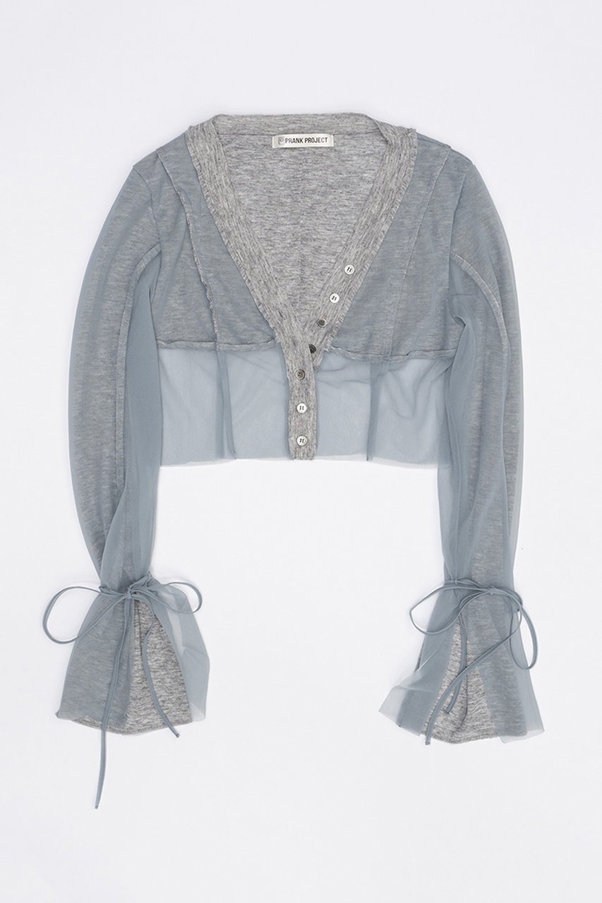 【プランク プロジェクト/PRANK PROJECT】のシアーテレコレイヤーカーデ / Sheer Teleco Layered Cardigan インテリア・キッズ・メンズ・レディースファッション・服の通販 founy(ファニー) ファッション Fashion レディースファッション Fashion for Women トップス・カットソー Cut & Sew Tops カーディガン・羽織り Layered Style Cardigans シャツ・ブラウス・オフィスカジュアル Elegant Blouses & Button-Ups ロングTシャツ・Tシャツ Longline T-Shirts & Tees カットソー・ベーシックTシャツ Cut-and-Sewn Tops / Stretch Tees & Basics おすすめ Recommended / Our Picks カーディガン Cardigan, Knitwear コルセット Corset, Bustier シアー Sheer, See-Through リボン Ribbon, Bow BLU(ブルー)|ID: prp329100003925811 ipo3291000000032934405