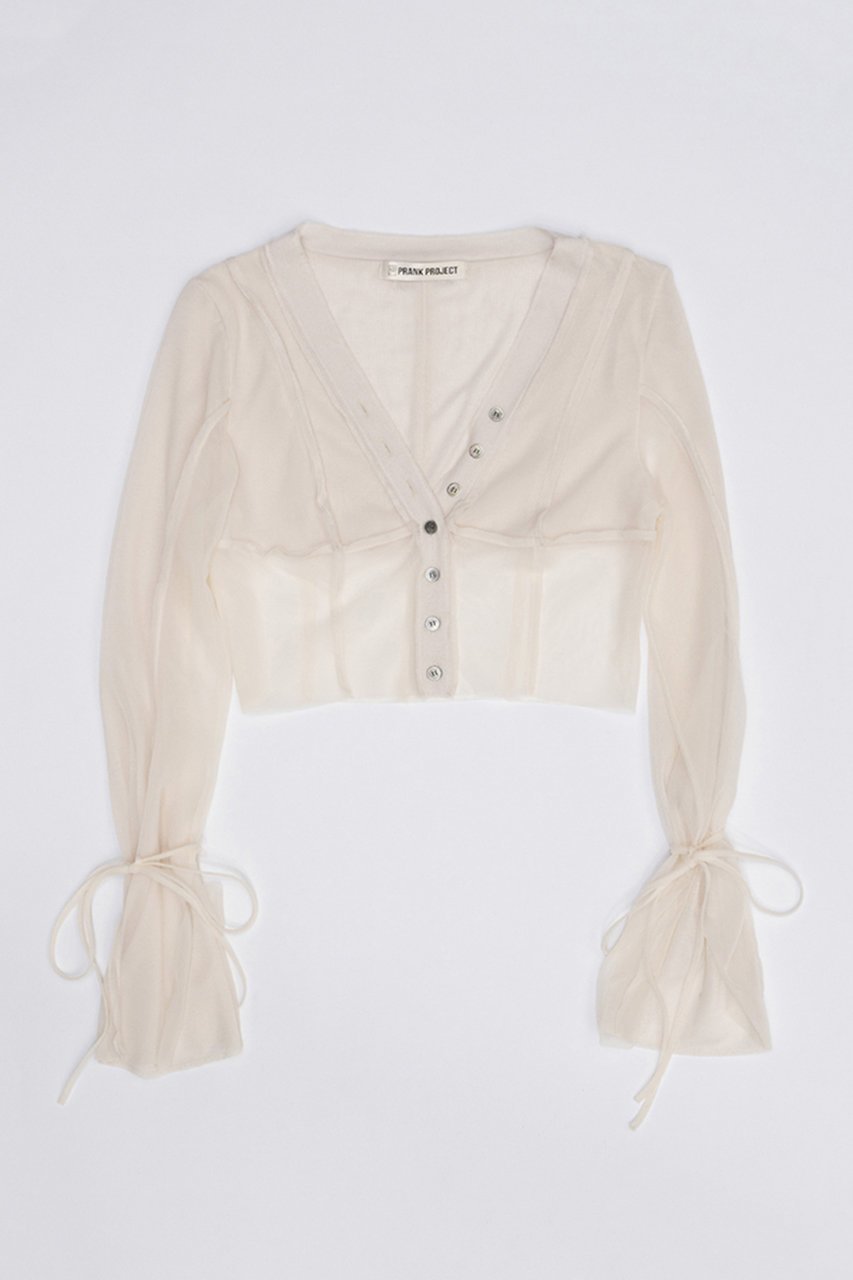 【プランク プロジェクト/PRANK PROJECT】のシアーテレコレイヤーカーデ / Sheer Teleco Layered Cardigan インテリア・キッズ・メンズ・レディースファッション・服の通販 founy(ファニー) ファッション Fashion レディースファッション Fashion for Women トップス・カットソー Cut & Sew Tops カーディガン・羽織り Layered Style Cardigans シャツ・ブラウス・オフィスカジュアル Elegant Blouses & Button-Ups ロングTシャツ・Tシャツ Longline T-Shirts & Tees カットソー・ベーシックTシャツ Cut-and-Sewn Tops / Stretch Tees & Basics おすすめ Recommended / Our Picks カーディガン Cardigan, Knitwear コルセット Corset, Bustier シアー Sheer, See-Through リボン Ribbon, Bow WHT(ホワイト)|ID: prp329100003925811 ipo3291000000032934414