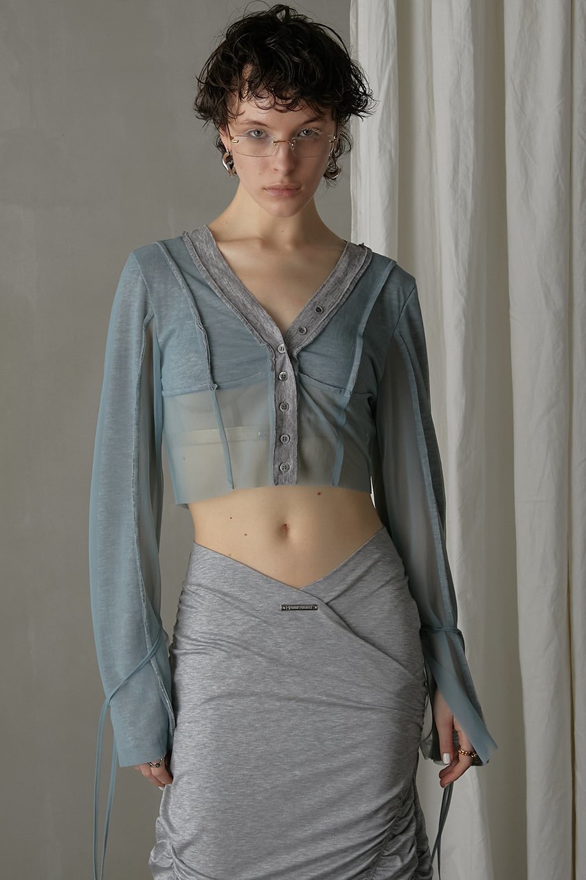 【プランク プロジェクト/PRANK PROJECT】のシアーテレコレイヤーカーデ / Sheer Teleco Layered Cardigan 人気、トレンドファッション・服の通販 founy(ファニー) ファッション Fashion レディースファッション Fashion for Women トップス・カットソー Cut & Sew Tops カーディガン・羽織り Layered Style Cardigans シャツ・ブラウス・オフィスカジュアル Elegant Blouses & Button-Ups ロングTシャツ・Tシャツ Longline T-Shirts & Tees カットソー・ベーシックTシャツ Cut-and-Sewn Tops / Stretch Tees & Basics おすすめ Recommended / Our Picks カーディガン Cardigan, Knitwear コルセット Corset, Bustier シアー Sheer, See-Through リボン Ribbon, Bow other-7|ID: prp329100003925811 ipo3291000000032934472