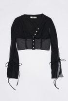 【プランク プロジェクト/PRANK PROJECT】のシアーテレコレイヤーカーデ / Sheer Teleco Layered Cardigan BLK(ブラック)|ID: prp329100003925811 ipo3291000000036986138
