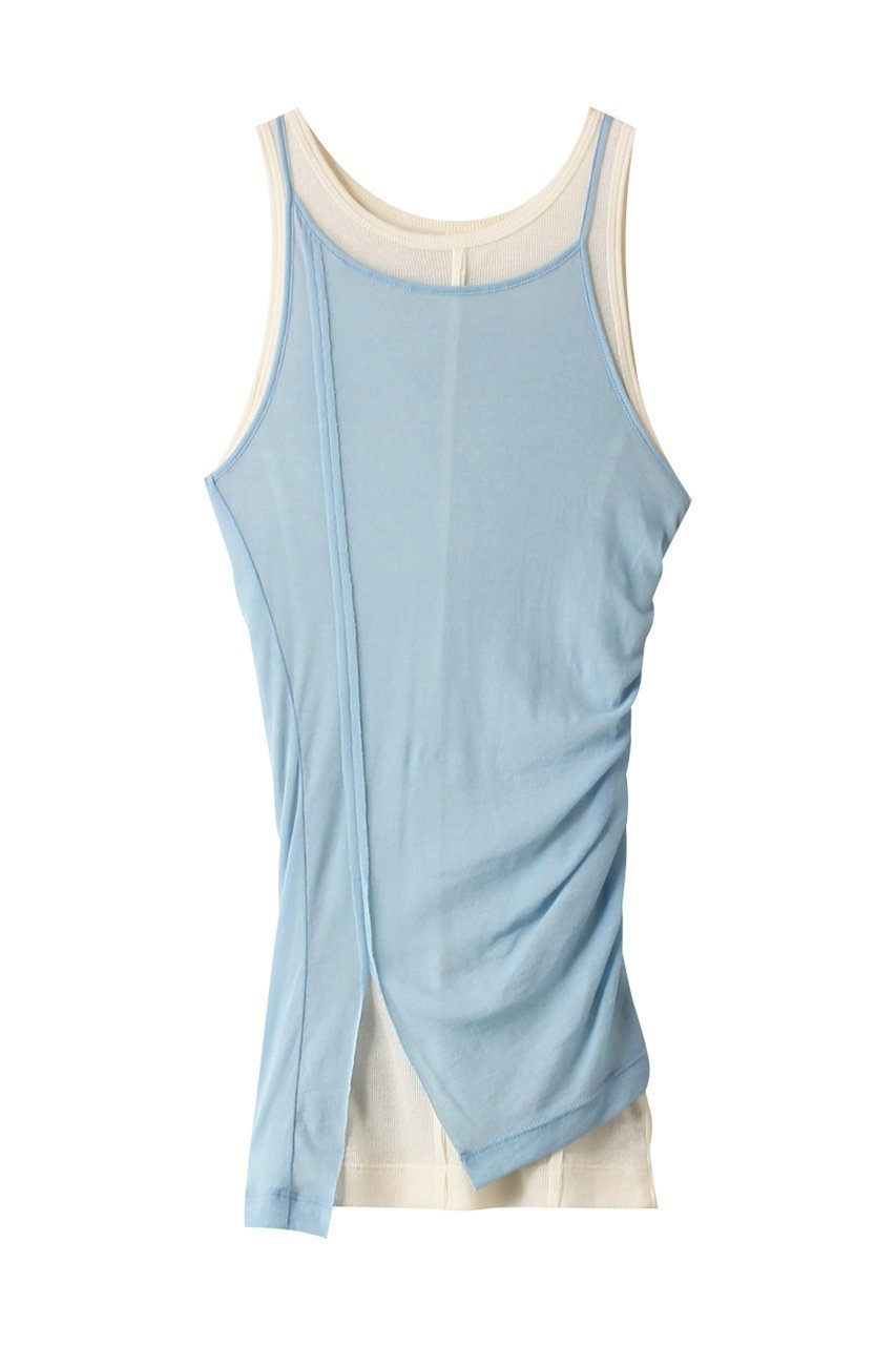 【プランク プロジェクト/PRANK PROJECT】のガーゼレイヤードタンクトップ / Gauze Layered Tank Top インテリア・キッズ・メンズ・レディースファッション・服の通販 founy(ファニー) 　ファッション　Fashion　レディースファッション　Fashion for Women　トップス・カットソー　Cut & Sew Tops　キャミソール&ノースリーブ　Camisoles & Sleeveless Tops　シャツ・ブラウス・オフィスカジュアル　Elegant Blouses & Button-Ups　ロングTシャツ・Tシャツ　Longline T-Shirts & Tees　カットソー・ベーシックTシャツ　Cut-and-Sewn Tops / Stretch Tees & Basics　インナー　Innerwear　キャミソール　Camisole, Spaghetti Strap Top　タンク　Tank Top, Sleeveless Top　テレコ　Ribbed, Rib Stitch　ドレープ　Drape, Draping Fabric　再入荷　Restock / Back in Stock　BLU(ブルー)|ID: prp329100003925812 ipo3291000000032927007