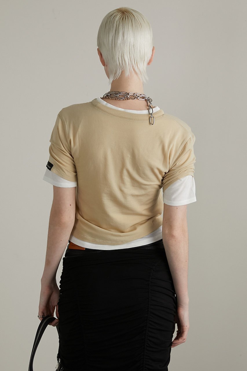 【プランク プロジェクト/PRANK PROJECT】のダブルレイヤードTEE / Double Layered Tee 人気、トレンドファッション・服の通販 founy(ファニー) 　ファッション　Fashion　レディースファッション　Fashion for Women　トップス・カットソー　Cut & Sew Tops　シャツ・ブラウス・オフィスカジュアル　Elegant Blouses & Button-Ups　ロングTシャツ・Tシャツ　Longline T-Shirts & Tees　カットソー・ベーシックTシャツ　Cut-and-Sewn Tops / Stretch Tees & Basics　おすすめ　Recommended / Our Picks　カットソー　Cut and Sewn Top　ショート　Short, Short Length　ストレッチ　Stretch, Stretchy Fabric　スリーブ　Sleeve, Long Sleeve / Short Sleeve　other-6|ID: prp329100003925813 ipo3291000000032926856