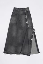 【プランク プロジェクト/PRANK PROJECT】のカッティングアシンメトリーデニムスカート / Cutting Asymmetry Denim Skirt BLK(ブラック)|ID:prp329100003925825