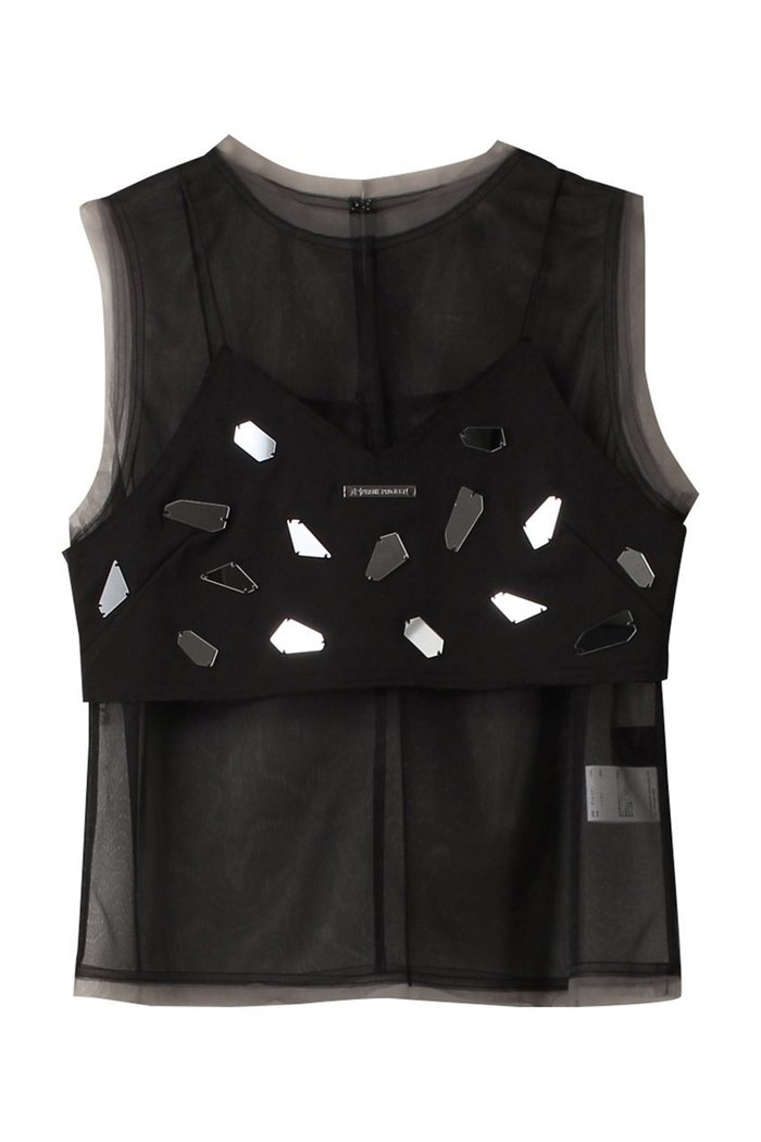 【プランク プロジェクト/PRANK PROJECT】のミラーエンブリッシュレイヤードトップ / Mirror Embellished Layered Top インテリア・キッズ・メンズ・レディースファッション・服の通販 founy(ファニー) https://founy.com/ ファッション Fashion レディースファッション Fashion for Women トップス・カットソー Cut & Sew Tops キャミソール&ノースリーブ Camisoles & Sleeveless Tops シャツ・ブラウス・オフィスカジュアル Elegant Blouses & Button-Ups おすすめ Recommended / Our Picks キャミ Camisole, Cami Top サテン Satin, Glossy Fabric セットアップ Set-Up, Coordinated Outfit ノースリーブ Sleeveless, No-Sleeve |ID: prp329100003925828 ipo3291000000032909911