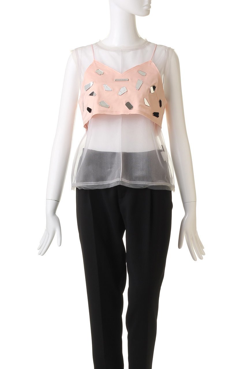 【プランク プロジェクト/PRANK PROJECT】のミラーエンブリッシュレイヤードトップ / Mirror Embellished Layered Top 人気、トレンドファッション・服の通販 founy(ファニー) 　ファッション　Fashion　レディースファッション　Fashion for Women　トップス・カットソー　Cut & Sew Tops　キャミソール&ノースリーブ　Camisoles & Sleeveless Tops　シャツ・ブラウス・オフィスカジュアル　Elegant Blouses & Button-Ups　おすすめ　Recommended / Our Picks　キャミ　Camisole, Cami Top　サテン　Satin, Glossy Fabric　セットアップ　Set-Up, Coordinated Outfit　ノースリーブ　Sleeveless, No-Sleeve　other-2|ID: prp329100003925828 ipo3291000000032909916