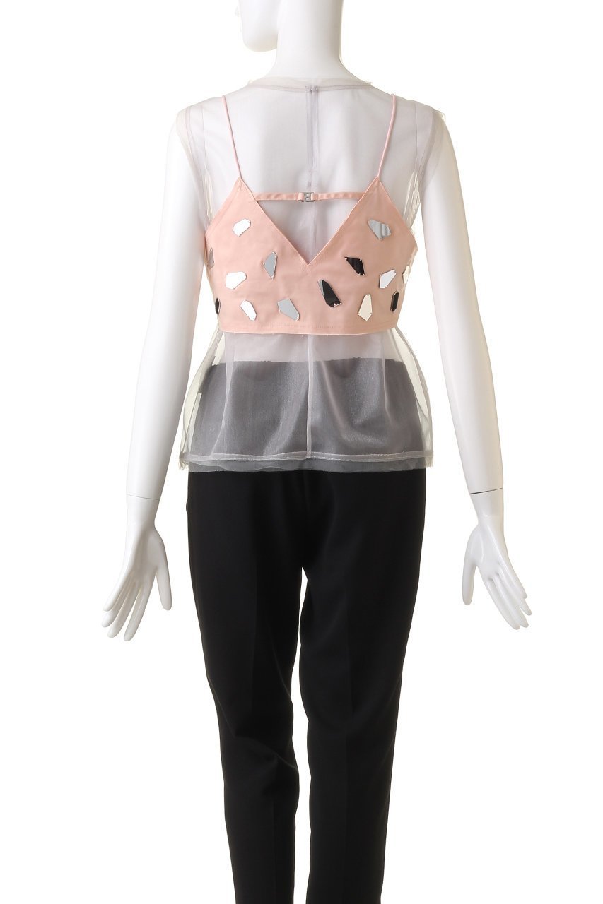 【プランク プロジェクト/PRANK PROJECT】のミラーエンブリッシュレイヤードトップ / Mirror Embellished Layered Top 人気、トレンドファッション・服の通販 founy(ファニー) 　ファッション　Fashion　レディースファッション　Fashion for Women　トップス・カットソー　Cut & Sew Tops　キャミソール&ノースリーブ　Camisoles & Sleeveless Tops　シャツ・ブラウス・オフィスカジュアル　Elegant Blouses & Button-Ups　おすすめ　Recommended / Our Picks　キャミ　Camisole, Cami Top　サテン　Satin, Glossy Fabric　セットアップ　Set-Up, Coordinated Outfit　ノースリーブ　Sleeveless, No-Sleeve　other-4|ID: prp329100003925828 ipo3291000000032909920