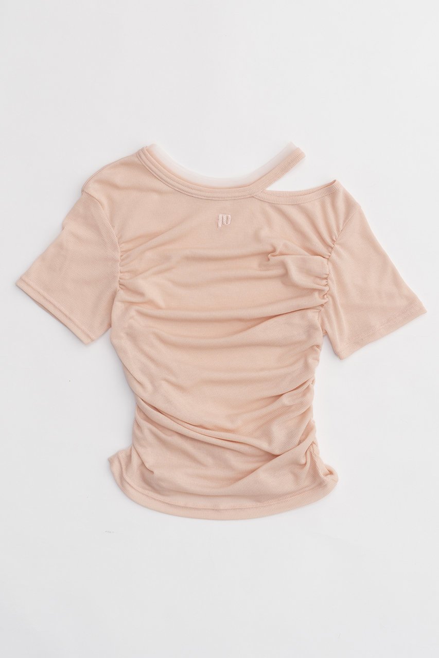 【プランク プロジェクト/PRANK PROJECT】のソフトボイルテレコギャザーTシャツ / Soft Voile Teleco Gathered T-shirt インテリア・キッズ・メンズ・レディースファッション・服の通販 founy(ファニー) 　ファッション　Fashion　レディースファッション　Fashion for Women　トップス・カットソー　Cut & Sew Tops　シャツ・ブラウス・オフィスカジュアル　Elegant Blouses & Button-Ups　ロングTシャツ・Tシャツ　Longline T-Shirts & Tees　カットソー・ベーシックTシャツ　Cut-and-Sewn Tops / Stretch Tees & Basics　ギャザー　Gathered, Ruffled　シアー　Sheer, See-Through　ショート　Short, Short Length　スリーブ　Sleeve, Long Sleeve / Short Sleeve　チュール　Tulip, Tulip Motif　テレコ　Ribbed, Rib Stitch　フィット　Fit, Slim Fit　ワンポイント　One Point, Statement Accent　PNK(ピンク)|ID: prp329100003925829 ipo3291000000032926760