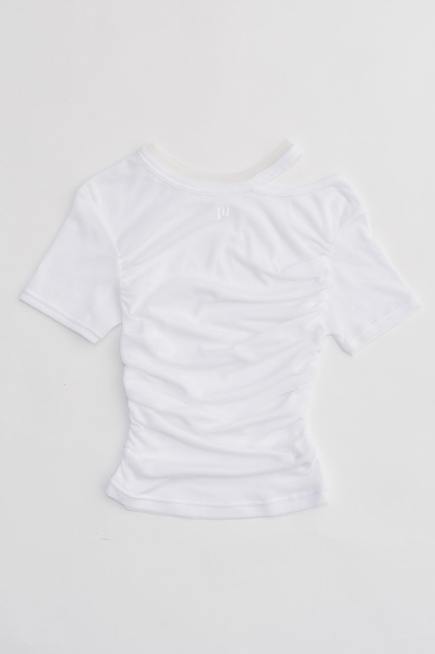 【プランク プロジェクト/PRANK PROJECT】のソフトボイルテレコギャザーTシャツ / Soft Voile Teleco Gathered T-shirt インテリア・キッズ・メンズ・レディースファッション・服の通販 founy(ファニー) 　ファッション　Fashion　レディースファッション　Fashion for Women　トップス・カットソー　Cut & Sew Tops　シャツ・ブラウス・オフィスカジュアル　Elegant Blouses & Button-Ups　ロングTシャツ・Tシャツ　Longline T-Shirts & Tees　カットソー・ベーシックTシャツ　Cut-and-Sewn Tops / Stretch Tees & Basics　ギャザー　Gathered, Ruffled　シアー　Sheer, See-Through　ショート　Short, Short Length　スリーブ　Sleeve, Long Sleeve / Short Sleeve　チュール　Tulip, Tulip Motif　テレコ　Ribbed, Rib Stitch　フィット　Fit, Slim Fit　ワンポイント　One Point, Statement Accent　WHT(ホワイト)|ID: prp329100003925829 ipo3291000000032926769