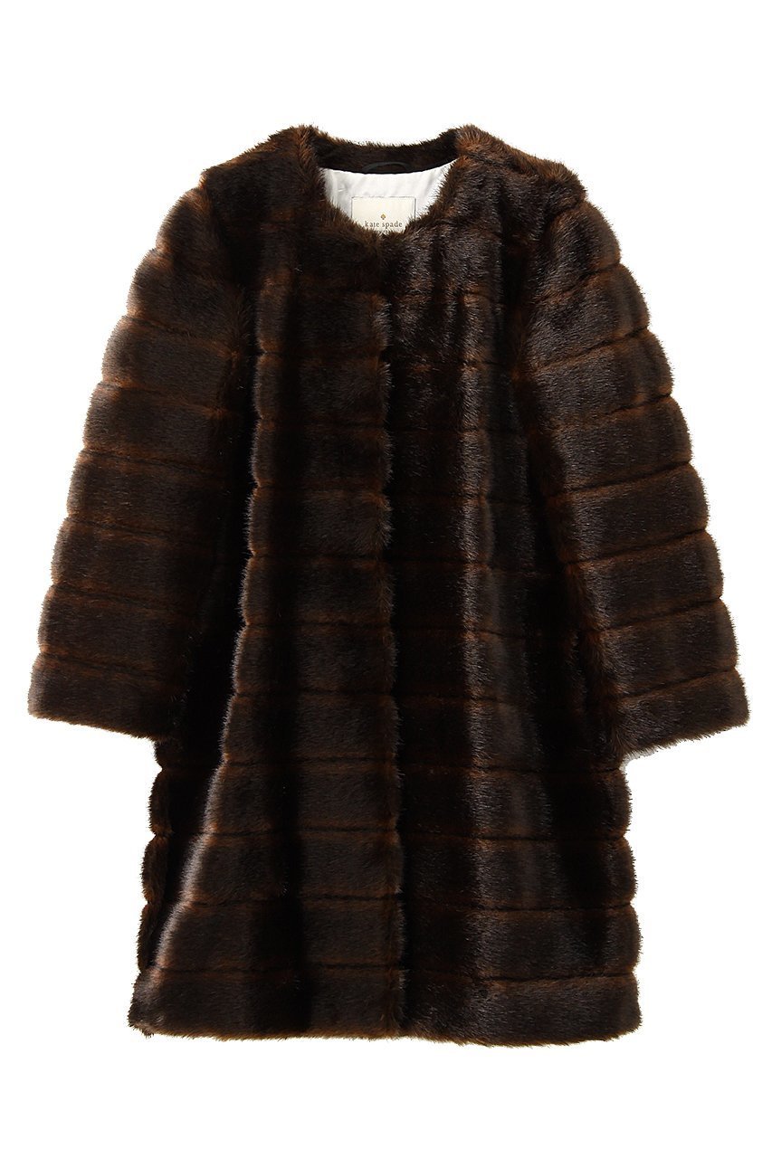 【ケイト スペード ニューヨーク/kate spade NEW YORK】のノーカラーファーコート 人気、トレンドファッション・服の通販 founy(ファニー) 　ファッション　Fashion　レディースファッション　Fashion for Women　アウター　Coat / Outerwear Collection　コート・ロングコート・ピーコート　Long Coats, Peacoats & More　インナー　Innerwear　リボン　Ribbon, Bow　冬　Winter / This Winter　 other-1|ID: prp329100003926933 ipo3291000000032923691