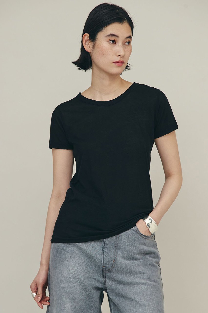 【カレンソロジー/Curensology】の5AWショートSLTシャツ インテリア・キッズ・メンズ・レディースファッション・服の通販 founy(ファニー) 　ファッション　Fashion　レディースファッション　Fashion for Women　トップス・カットソー　Cut & Sew Tops　シャツ・ブラウス・オフィスカジュアル　Elegant Blouses & Button-Ups　ロングTシャツ・Tシャツ　Longline T-Shirts & Tees　カットソー・ベーシックTシャツ　Cut-and-Sewn Tops / Stretch Tees & Basics　なめらか　Smooth, Silky Texture　インナー　Innerwear　カットソー　Cut and Sewn Top　サロペット　Overalls, Salopette　ショート　Short, Short Length　スペシャル　Special, Limited Edition　スリーブ　Sleeve, Long Sleeve / Short Sleeve　プレミアム　Premium, High-End　再入荷　Restock / Back in Stock　吸水　Absorbent, Quick-Dry　定番　Standard, Basic Item　ブラック|ID: prp329100003927736 ipo3291000000032717176