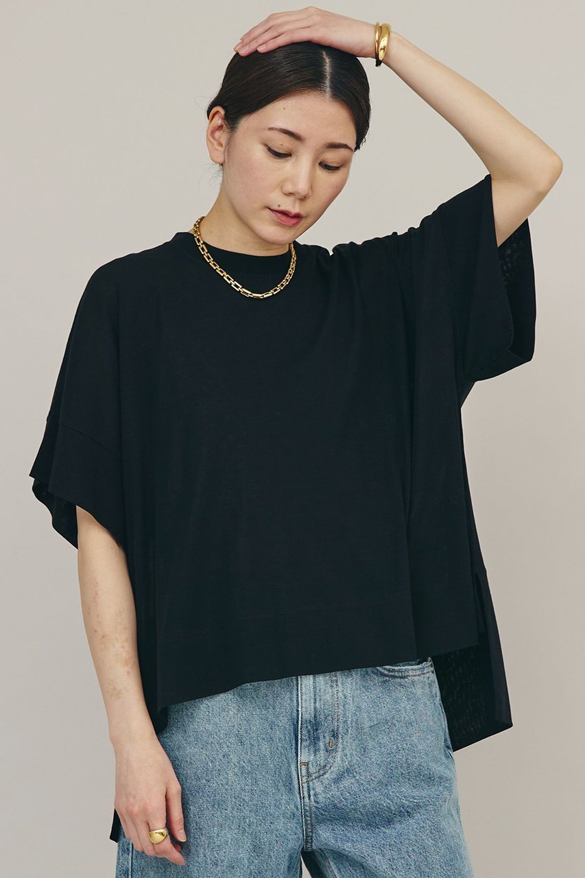 【カレンソロジー/Curensology】のシアーフライスボクシーTシャツ インテリア・キッズ・メンズ・レディースファッション・服の通販 founy(ファニー) 　ファッション　Fashion　レディースファッション　Fashion for Women　トップス・カットソー　Cut & Sew Tops　シャツ・ブラウス・オフィスカジュアル　Elegant Blouses & Button-Ups　ロングTシャツ・Tシャツ　Longline T-Shirts & Tees　カットソー・ベーシックTシャツ　Cut-and-Sewn Tops / Stretch Tees & Basics　おすすめ　Recommended / Our Picks　シアー　Sheer, See-Through　ショート　Short, Short Length　スリーブ　Sleeve, Long Sleeve / Short Sleeve　バランス　Balance, Style Balance　ブラック|ID: prp329100003927832 ipo3291000000032929975