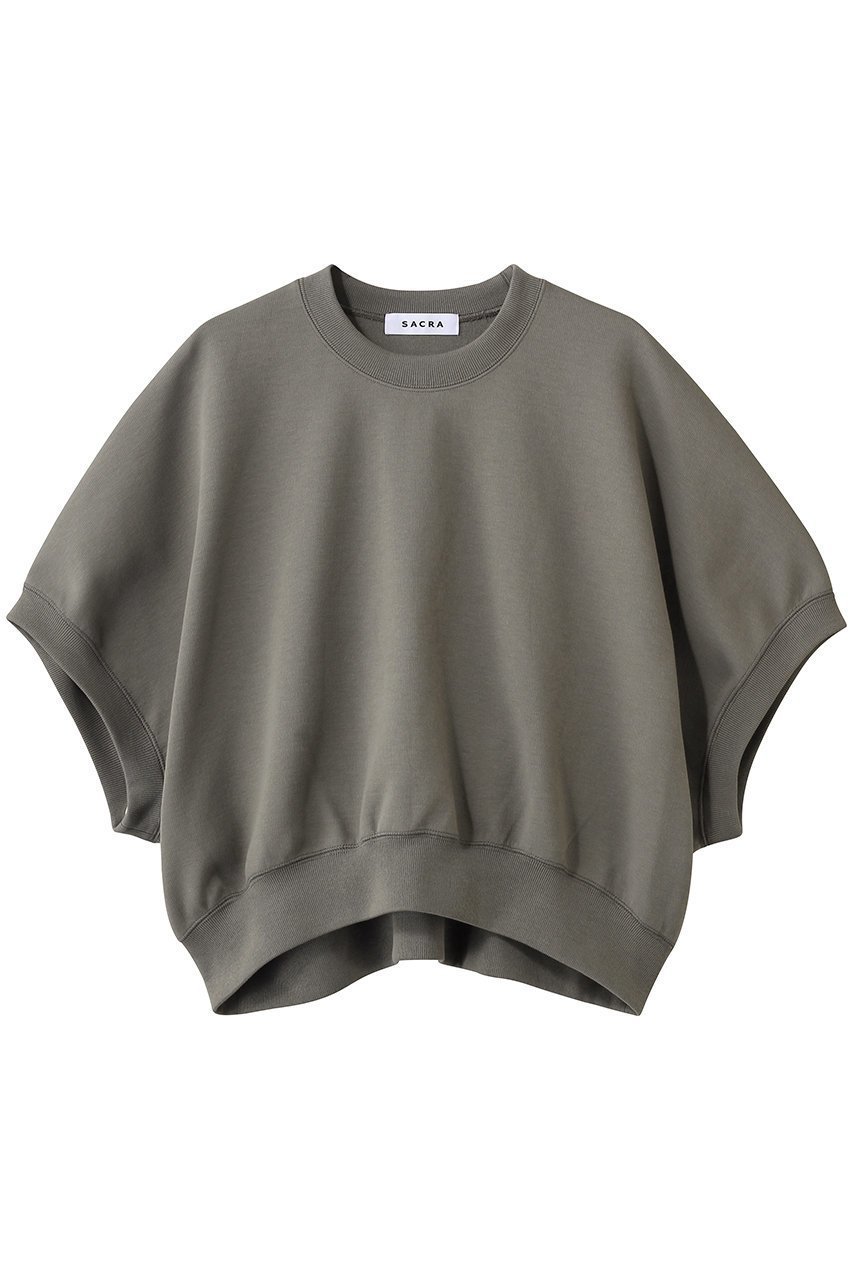 【サクラ/SACRA】のダブルニットクロスプルオーバー インテリア・キッズ・メンズ・レディースファッション・服の通販 founy(ファニー) 　ファッション　Fashion　レディースファッション　Fashion for Women　トップス・カットソー　Cut & Sew Tops　ニット　Knit Tops & Sweaters　カジュアルプルオーバー・ニットトップス　Pullovers & Knit Tops / Casual Pullovers　ギャザー　Gathered, Ruffled　クロップド　Cropped, Short Length　シンプル　Simple, Minimal　スリーブ　Sleeve, Long Sleeve / Short Sleeve　ダブル　Double, Double-Breasted　フォルム　Silhouette, Form　ラウンド　Round, Round Neck　アッシュカーキ|ID: prp329100003930274 ipo3291000000036694025