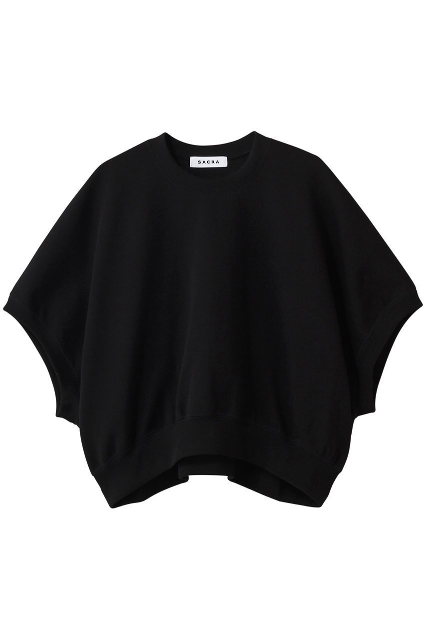 【サクラ/SACRA】のダブルニットクロスプルオーバー インテリア・キッズ・メンズ・レディースファッション・服の通販 founy(ファニー) 　ファッション　Fashion　レディースファッション　Fashion for Women　トップス・カットソー　Cut & Sew Tops　ニット　Knit Tops & Sweaters　カジュアルプルオーバー・ニットトップス　Pullovers & Knit Tops / Casual Pullovers　ギャザー　Gathered, Ruffled　クロップド　Cropped, Short Length　シンプル　Simple, Minimal　スリーブ　Sleeve, Long Sleeve / Short Sleeve　ダブル　Double, Double-Breasted　フォルム　Silhouette, Form　ラウンド　Round, Round Neck　ブラック|ID: prp329100003930274 ipo3291000000036694026