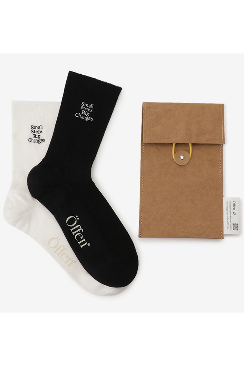 【オッフェン/Offen】のSmall step big changes. CREWsocks 2SET インテリア・キッズ・メンズ・レディースファッション・服の通販 founy(ファニー) 　ファッション　Fashion　レディースファッション　Fashion for Women　セットアップ　Matching Sets　ソックス&靴下　Socks & Hosiery　レッグウェア・ストッキング　Legwear & Hosiery　ソックス　Socks, Hosiery　WHITE&BLACK|ID: prp329100003930284 ipo3291000000035941467