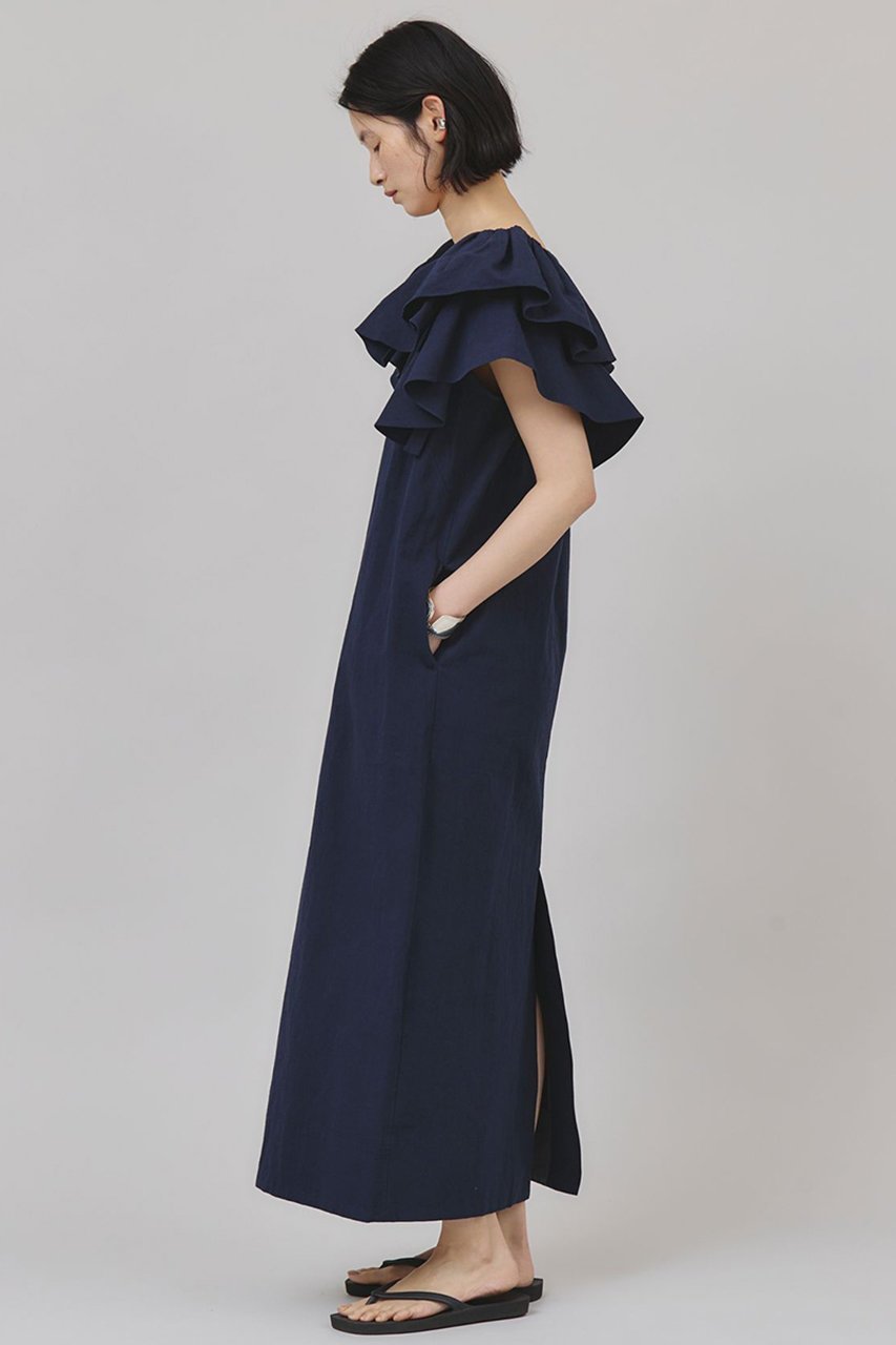 【カレンソロジー/Curensology】のコットンリネンフリルスリーブワンピース 人気、トレンドファッション・服の通販 founy(ファニー) 　ファッション　Fashion　レディースファッション　Fashion for Women　ワンピース　Dresses　チュニック　Tunic Tops & Dresses　ギャザー　Gathered, Ruffled　サマー　Summer, Summer Style　スリーブ　Sleeve, Long Sleeve / Short Sleeve　チュニック　Tunic, Long Top　フリル　Frill, Ruffle　ロング　Long, Long-Length　夏　Summer　日本製　Made In Japan　other-3|ID: prp329100003930335 ipo3291000000032810821
