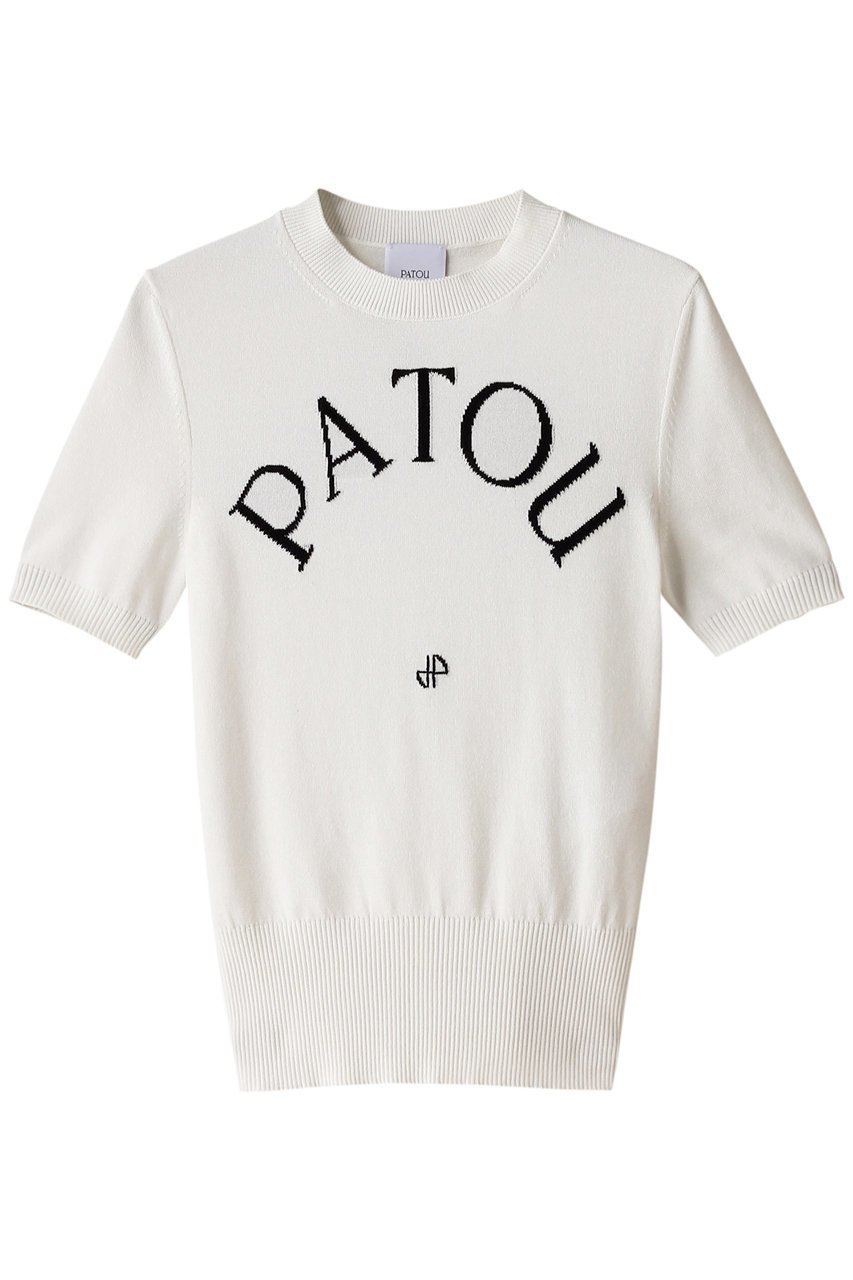 【パトゥ/PATOU】のPATOU ジャカードショートスリーブ トップス インテリア・キッズ・メンズ・レディースファッション・服の通販 founy(ファニー) 　ファッション　Fashion　レディースファッション　WOMEN　トップス・カットソー　Tops/Tshirt　シャツ/ブラウス　Shirts/Blouses　ロング / Tシャツ　T-Shirts　カットソー　Cut and Sewn　ショート　Short　ジャカード　Jacquard　スリム　Slim　スリーブ　Sleeve　フィット　Fit　フロント　Front　ホワイト|ID: prp329100003936619 ipo3291000000025978489