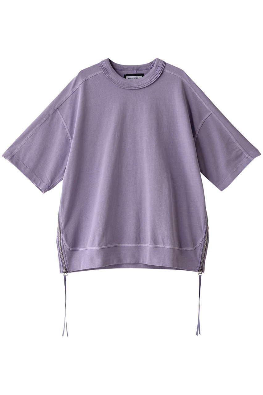 【メゾンスペシャル/MAISON SPECIAL】の【UNISEX】ヘビー天竺プライムオーバーサイドZIPピグメントクルーネックT インテリア・キッズ・メンズ・レディースファッション・服の通販 founy(ファニー) 　ファッション　Fashion　レディースファッション　Fashion for Women　トップス・カットソー　Cut & Sew Tops　シャツ・ブラウス・オフィスカジュアル　Elegant Blouses & Button-Ups　ロングTシャツ・Tシャツ　Longline T-Shirts & Tees　カットソー・ベーシックTシャツ　Cut-and-Sewn Tops / Stretch Tees & Basics　ユニセックス　Unisex, Genderless　ケミカル　Chemical, Chemical Wash　ショート　Short, Short Length　スタイリッシュ　Stylish, Fashionable　スリーブ　Sleeve, Long Sleeve / Short Sleeve　パターン　Pattern, Design Print　半袖　Short Sleeve, Half Sleeve　LVD(ラベンダー)|ID: prp329100003938679 ipo3291000000032934170