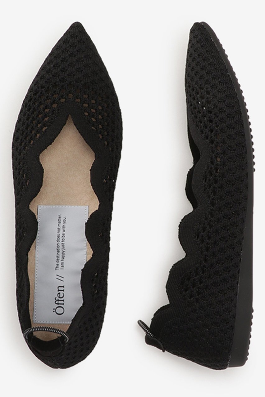 【オッフェン/Offen】のpointed-SCALLOP MESH インテリア・キッズ・メンズ・レディースファッション・服の通販 founy(ファニー) 　ファッション　Fashion　レディースファッション　Fashion for Women　春　Spring　カッティング　Cutting Detail　クッション　Cushion, Throw Pillow　軽量　Lightweight, Ultra Light　シアー　Sheer, See-Through　シューズ　Shoes, Footwear　スカラップ　Scallop, Scalloped Edge　パイピング　Piping, Trim Design　フラット　Flat, Flat Shoes　メッシュ　Mesh, Net Fabric　S/S・春夏　SS, Spring/Summer, Warm Season　再入荷　Restock / Back in Stock　おすすめ　Recommended / Our Picks　夏　Summer　BLACK|ID: prp329100003940294 ipo3291000000032756529