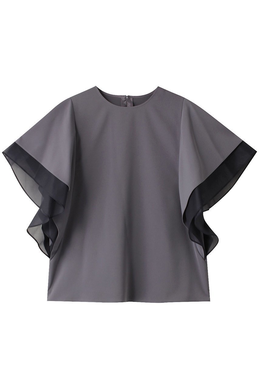 【アドーア/ADORE】の2WAYツイルブラウス インテリア・キッズ・メンズ・レディースファッション・服の通販 founy(ファニー) 　ファッション　Fashion　レディースファッション　Fashion for Women　トップス・カットソー　Cut & Sew Tops　シャツ・ブラウス・オフィスカジュアル　Elegant Blouses & Button-Ups　コンパクト　Compact, Small Size　シアー　Sheer, See-Through　ショート　Short, Short Length　シンプル　Simple, Minimal　ストレッチ　Stretch, Stretchy Fabric　スリーブ　Sleeve, Long Sleeve / Short Sleeve　ツイル　Twist, Twisted Detail　フレア　Flare, Flared　グレー|ID: prp329100003940335 ipo3291000000032907955