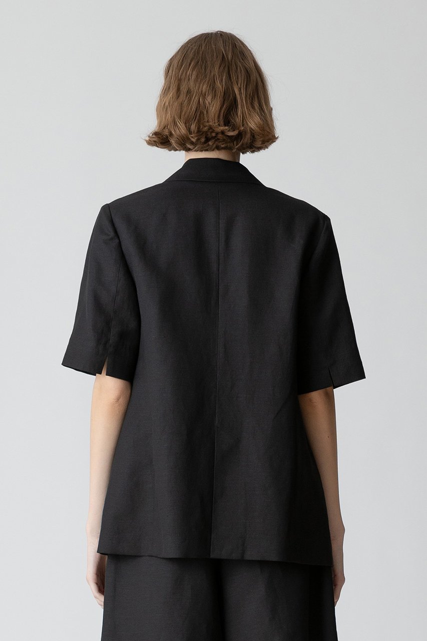 【アルアバイル/allureville】のリネン混シャークスキンハーフスリーブジャケット 人気、トレンドファッション・服の通販 founy(ファニー) 　ファッション　Fashion　レディースファッション　Fashion for Women　アウター　Coat / Outerwear Collection　レディースジャケット・軽アウター　Jackets　おすすめ　Recommended / Our Picks　サマー　Summer, Summer Style　ジャケット　Jacket, Outerwear　スリット　Slit, Slit Detail　スリーブ　Sleeve, Long Sleeve / Short Sleeve　セットアップ　Set-Up, Coordinated Outfit　ハーフ　Half, Half-Length　リネン　Linen, Linen Fabric　無地　Plain, Solid Color　other-5|ID: prp329100003940381 ipo3291000000032807260