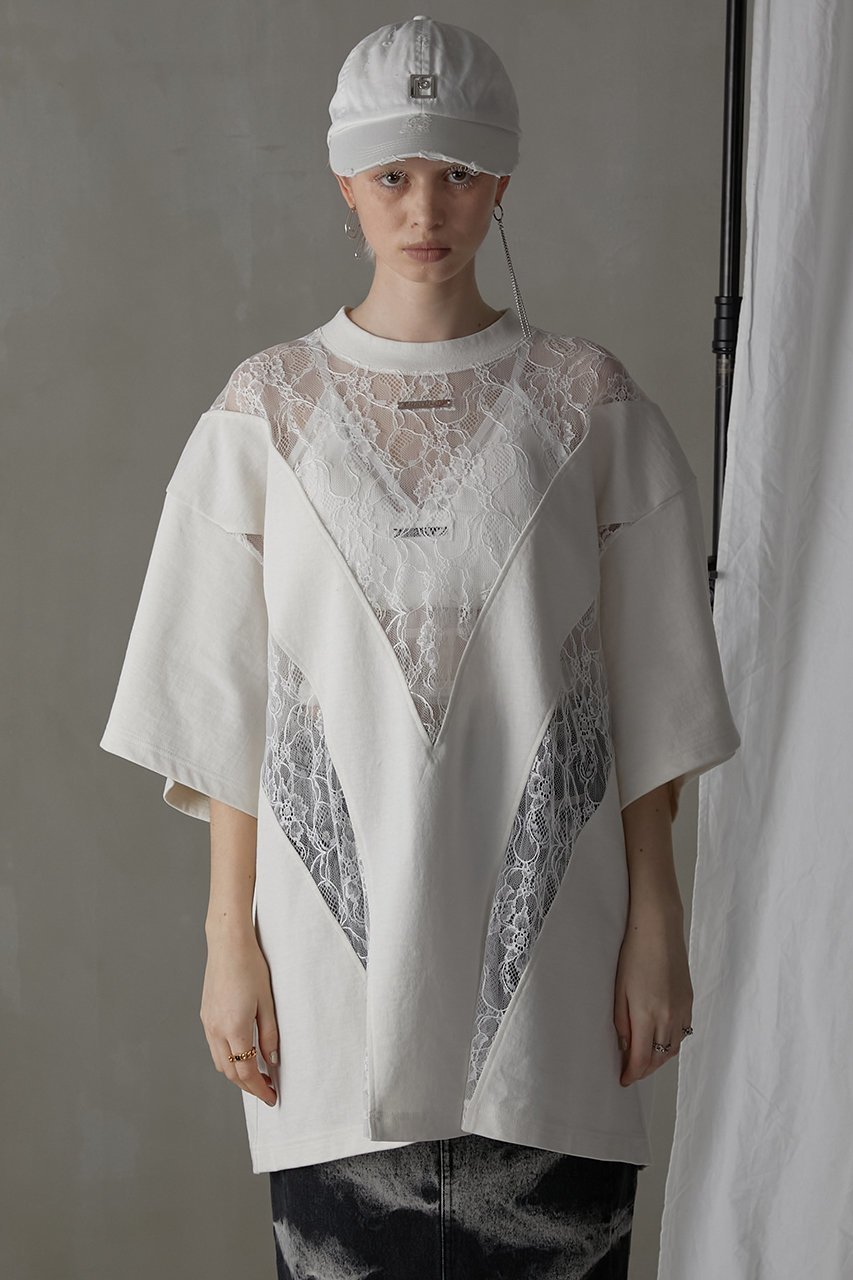 【プランク プロジェクト/PRANK PROJECT】のピグメントレーストップ / Pigment Lace Top 人気、トレンドファッション・服の通販 founy(ファニー) 　ファッション　Fashion　レディースファッション　WOMEN　トップス・カットソー　Tops/Tshirt　シャツ/ブラウス　Shirts/Blouses　おすすめ　Recommend　ショート　Short　ストレート　Straight　スリーブ　Sleeve　ドッキング　Docking　ミックス　Mix　レース　Race　other-7|ID: prp329100003942425 ipo3291000000031459200