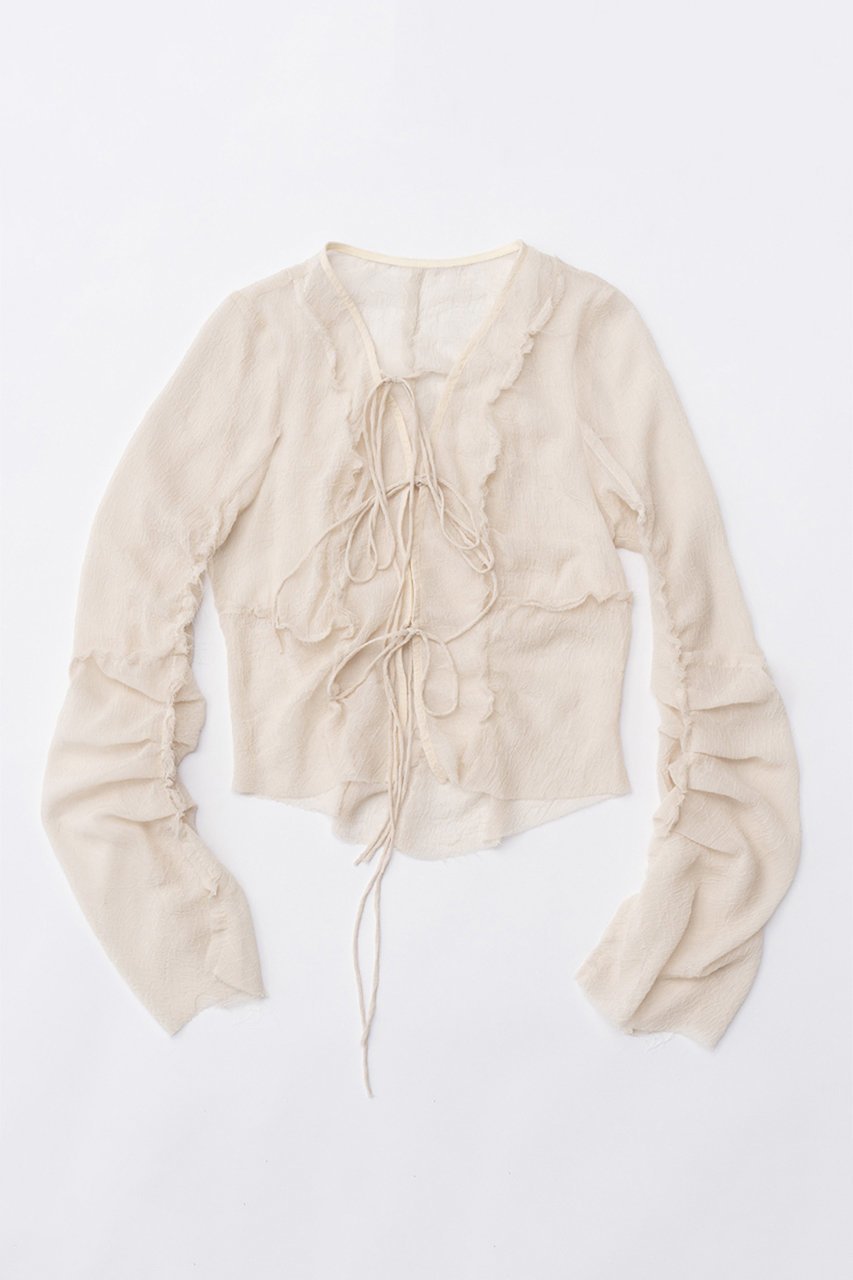 【プランク プロジェクト/PRANK PROJECT】のシフォンアウトシームトップ / Chiffon Outseam Top インテリア・キッズ・メンズ・レディースファッション・服の通販 founy(ファニー) 　ファッション　Fashion　レディースファッション　Fashion for Women　トップス・カットソー　Cut & Sew Tops　シャツ・ブラウス・オフィスカジュアル　Elegant Blouses & Button-Ups　おすすめ　Recommended / Our Picks　シフォン　Chiffon, Lightweight Fabric　ショート　Short, Short Length　スリーブ　Sleeve, Long Sleeve / Short Sleeve　リボン　Ribbon, Bow　WHT(ホワイト)|ID: prp329100003942427 ipo3291000000032909991