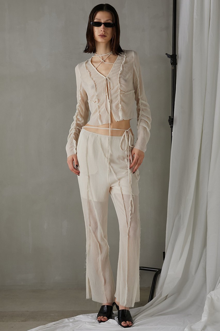 【プランク プロジェクト/PRANK PROJECT】のシフォンアウトシームトップ / Chiffon Outseam Top 人気、トレンドファッション・服の通販 founy(ファニー) 　ファッション　Fashion　レディースファッション　Fashion for Women　トップス・カットソー　Cut & Sew Tops　シャツ・ブラウス・オフィスカジュアル　Elegant Blouses & Button-Ups　おすすめ　Recommended / Our Picks　シフォン　Chiffon, Lightweight Fabric　ショート　Short, Short Length　スリーブ　Sleeve, Long Sleeve / Short Sleeve　リボン　Ribbon, Bow　other-8|ID: prp329100003942427 ipo3291000000032910005