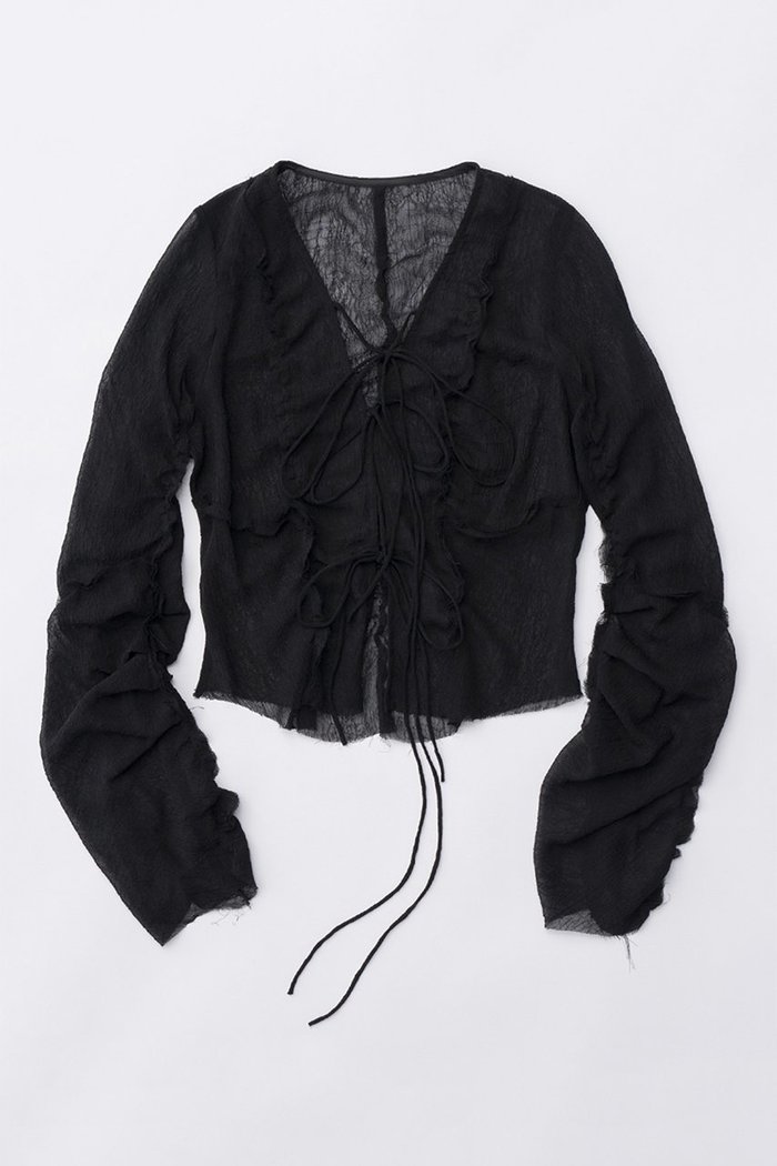 【プランク プロジェクト/PRANK PROJECT】のシフォンアウトシームトップ / Chiffon Outseam Top インテリア・キッズ・メンズ・レディースファッション・服の通販 founy(ファニー) https://founy.com/ ファッション Fashion レディースファッション Fashion for Women トップス・カットソー Cut & Sew Tops シャツ・ブラウス・オフィスカジュアル Elegant Blouses & Button-Ups おすすめ Recommended / Our Picks シフォン Chiffon, Lightweight Fabric ショート Short, Short Length スリーブ Sleeve, Long Sleeve / Short Sleeve リボン Ribbon, Bow |ID: prp329100003942427 ipo3291000000036221515