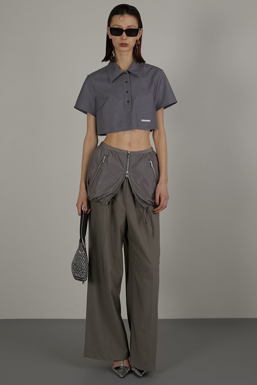 【プランク プロジェクト/PRANK PROJECT】のウーステッドクロップドポロトップ / Worsted Cropped Polo Top 人気、トレンドファッション・服の通販 founy(ファニー) 　ファッション　Fashion　レディースファッション　Fashion for Women　トップス・カットソー　Cut & Sew Tops　シャツ・ブラウス・オフィスカジュアル　Elegant Blouses & Button-Ups　おすすめ　Recommended / Our Picks　クロップド　Cropped, Short Length　クール　Cool, Chic　ショート　Short, Short Length　スリーブ　Sleeve, Long Sleeve / Short Sleeve　セットアップ　Set-Up, Coordinated Outfit　トレンド　Trend, Trending Now　ポロシャツ　Polo Shirt, Collared Tee　マキシ　Maxi, Full Length　マニッシュ　Mannish, Boyish　other-5|ID: prp329100003942428 ipo3291000000032910201