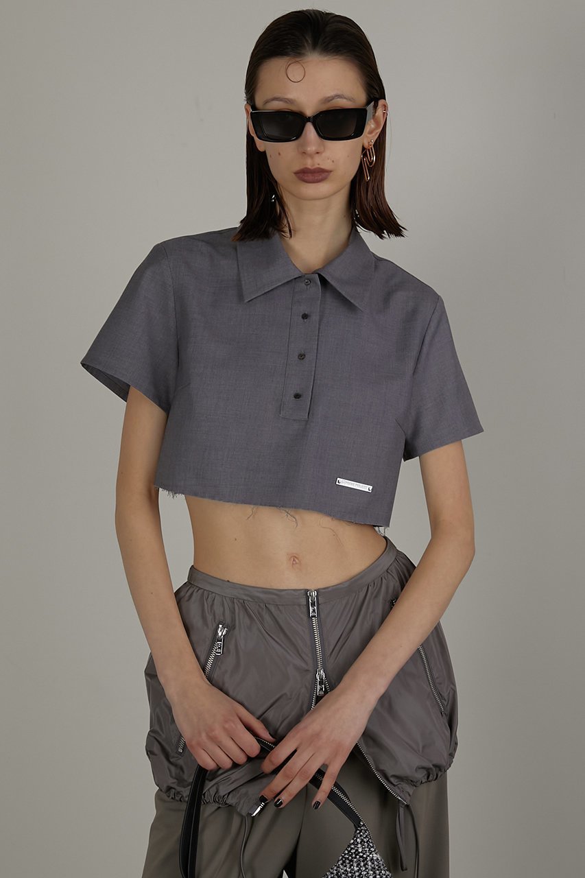 【プランク プロジェクト/PRANK PROJECT】のウーステッドクロップドポロトップ / Worsted Cropped Polo Top 人気、トレンドファッション・服の通販 founy(ファニー) 　ファッション　Fashion　レディースファッション　Fashion for Women　トップス・カットソー　Cut & Sew Tops　シャツ・ブラウス・オフィスカジュアル　Elegant Blouses & Button-Ups　おすすめ　Recommended / Our Picks　クロップド　Cropped, Short Length　クール　Cool, Chic　ショート　Short, Short Length　スリーブ　Sleeve, Long Sleeve / Short Sleeve　セットアップ　Set-Up, Coordinated Outfit　トレンド　Trend, Trending Now　ポロシャツ　Polo Shirt, Collared Tee　マキシ　Maxi, Full Length　マニッシュ　Mannish, Boyish　other-6|ID: prp329100003942428 ipo3291000000032910203