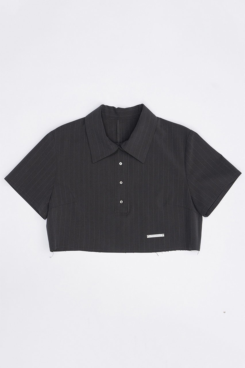 【プランク プロジェクト/PRANK PROJECT】のウーステッドストライプクロップドポロトップ / Worsted Striped Cropped Polo Top 人気、トレンドファッション・服の通販 founy(ファニー) 　ファッション　Fashion　レディースファッション　Fashion for Women　トップス・カットソー　Cut & Sew Tops　シャツ・ブラウス・オフィスカジュアル　Elegant Blouses & Button-Ups　おすすめ　Recommended / Our Picks　クロップド　Cropped, Short Length　クール　Cool, Chic　ショート　Short, Short Length　ストライプ　Stripe, Striped Pattern　スリーブ　Sleeve, Long Sleeve / Short Sleeve　セットアップ　Set-Up, Coordinated Outfit　トレンド　Trend, Trending Now　ポロシャツ　Polo Shirt, Collared Tee　マキシ　Maxi, Full Length　マニッシュ　Mannish, Boyish　 other-1|ID: prp329100003942429 ipo3291000000036877825