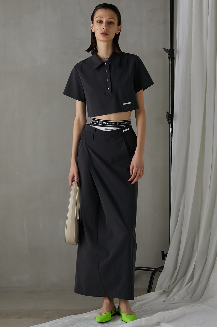 【プランク プロジェクト/PRANK PROJECT】のウーステッドストライプクロップドポロトップ / Worsted Striped Cropped Polo Top 人気、トレンドファッション・服の通販 founy(ファニー) 　ファッション　Fashion　レディースファッション　Fashion for Women　トップス・カットソー　Cut & Sew Tops　シャツ・ブラウス・オフィスカジュアル　Elegant Blouses & Button-Ups　おすすめ　Recommended / Our Picks　クロップド　Cropped, Short Length　クール　Cool, Chic　ショート　Short, Short Length　ストライプ　Stripe, Striped Pattern　スリーブ　Sleeve, Long Sleeve / Short Sleeve　セットアップ　Set-Up, Coordinated Outfit　トレンド　Trend, Trending Now　ポロシャツ　Polo Shirt, Collared Tee　マキシ　Maxi, Full Length　マニッシュ　Mannish, Boyish　other-8|ID: prp329100003942429 ipo3291000000036877833