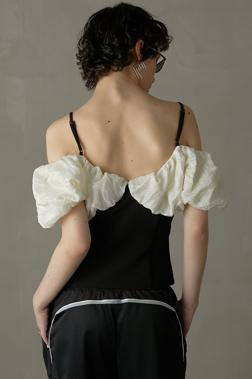 【プランク プロジェクト/PRANK PROJECT】のシースルージャガードボリュームスリーブトップ / See-through Jacquard Voluminous Sleeve Top 人気、トレンドファッション・服の通販 founy(ファニー) 　ファッション　Fashion　レディースファッション　Fashion for Women　トップス・カットソー　Cut & Sew Tops　シャツ・ブラウス・オフィスカジュアル　Elegant Blouses & Button-Ups　ボリューム袖・フリルスリーブブラウス　Voluminous & Ruffle Sleeves / Puffy Sleeve Tops　イタリア　Italy　ギャザー　Gathered, Ruffled　シアー　Sheer, See-Through　ショート　Short, Short Length　スリーブ　Sleeve, Long Sleeve / Short Sleeve　ダブル　Double, Double-Breasted　フロント　Front, Front Design　other-6|ID: prp329100003942430 ipo3291000000032910254